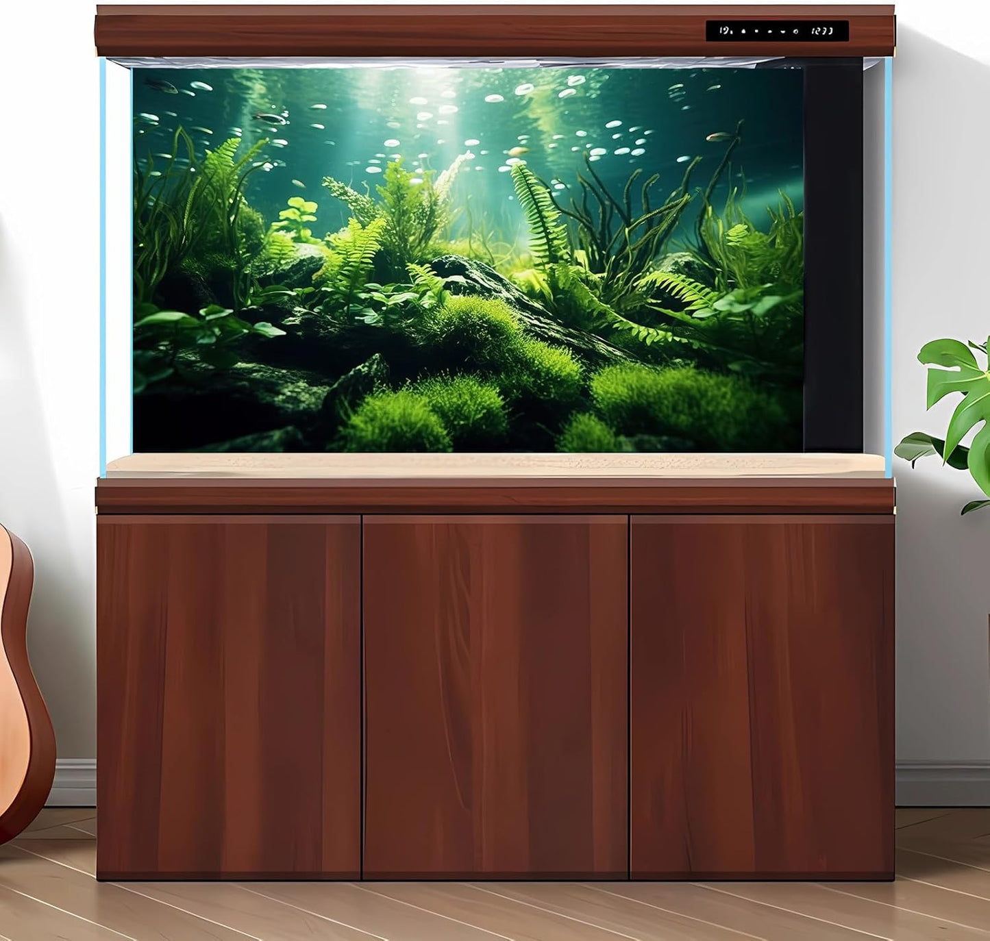 Underwater Fish Tank Background Under The Sea Aquatic Plants Aquarium Background Ocean Floor Rock Terrarium Backgrounds Tropical Fish Green Seaweeds Aquarium Backgrounds for Fish Tank Decor 48x20in