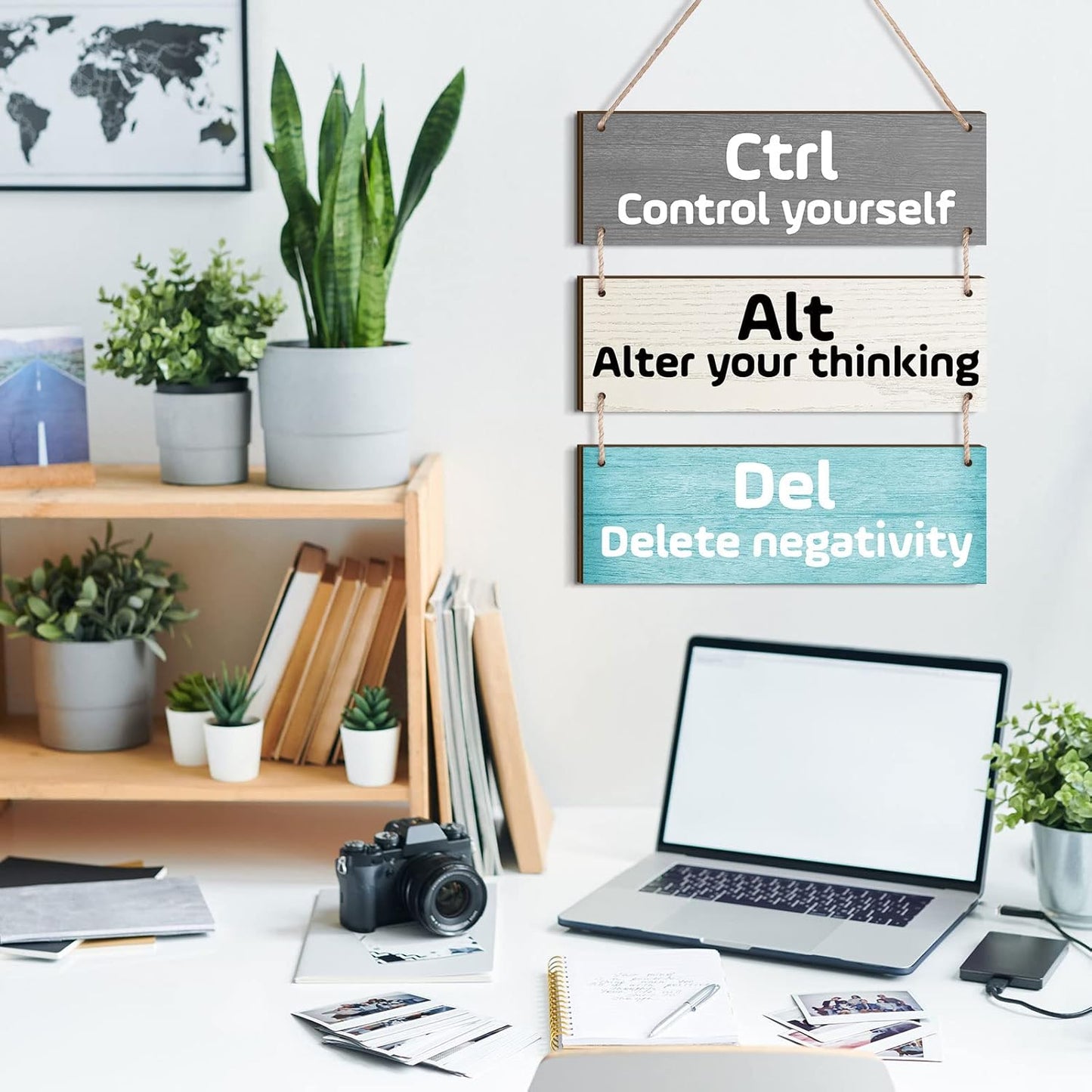 Office Wall Decor Inspirational Wall Art for Motivational Plaques Rustic Wooden Hanging Decor Positive Saying Quote Sign Art for Home Office Living Room(Green)