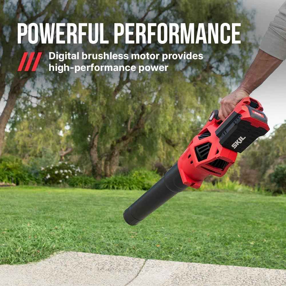 SKIL PWR CORE 40 Brushless 40V 530 CFM Cordless Leaf Blower Kit, Variable Speed with Power Boost, Includes 2.5Ah Battery and Auto PWR Jump Charger- BL4713C-11