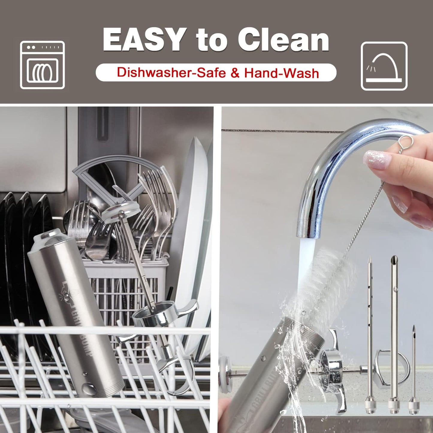 Meat Injector Syringe Kit with 3 Professional Marinade Injector Needles and Travel Case for BBQ Grill Smoker, Turkey and Brisket; 2-oz Large Capacity, Both Paper User Manual and E-Book