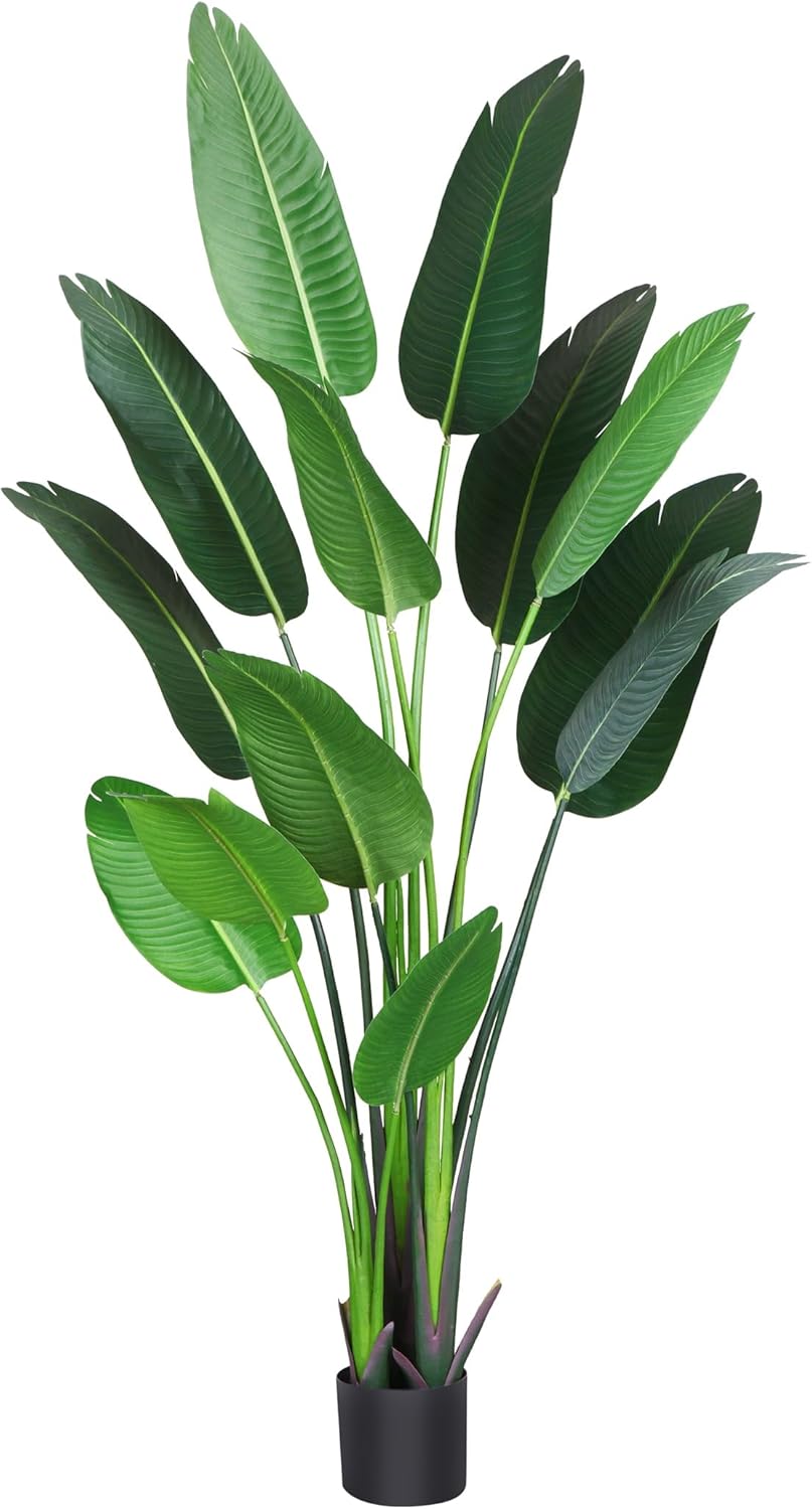 6 Feet Artificial Bird of Paradise Plant Fake Tropical Palm Tree for Indoor Outdoor, Perfect Faux Plants for Home Garden Office Store Decoration