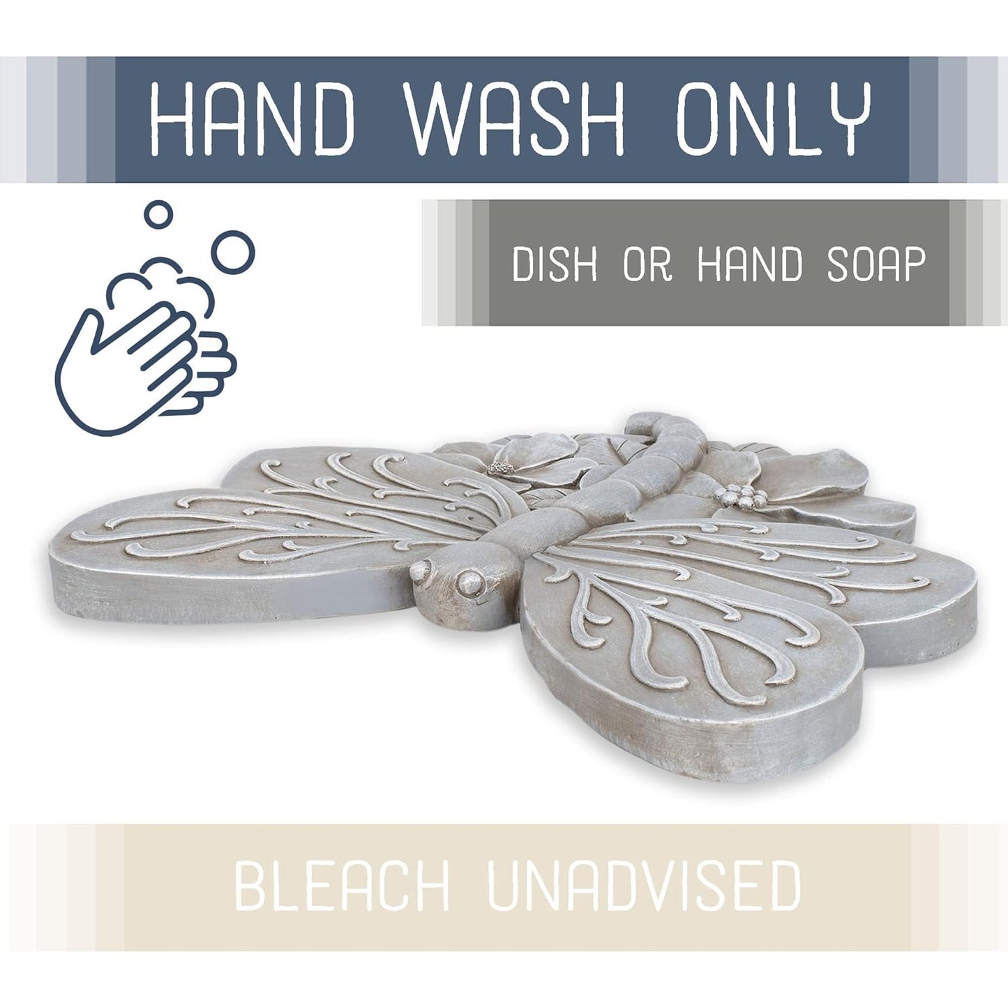 NAT & Jules Animal Character Shaped Dimensional Indoor Outdoor 11 inch Cast Resin Decorative Garden Stepping Stone, Patio, Walkway Sculpture Yard Art, Stone Grey Dragonfly