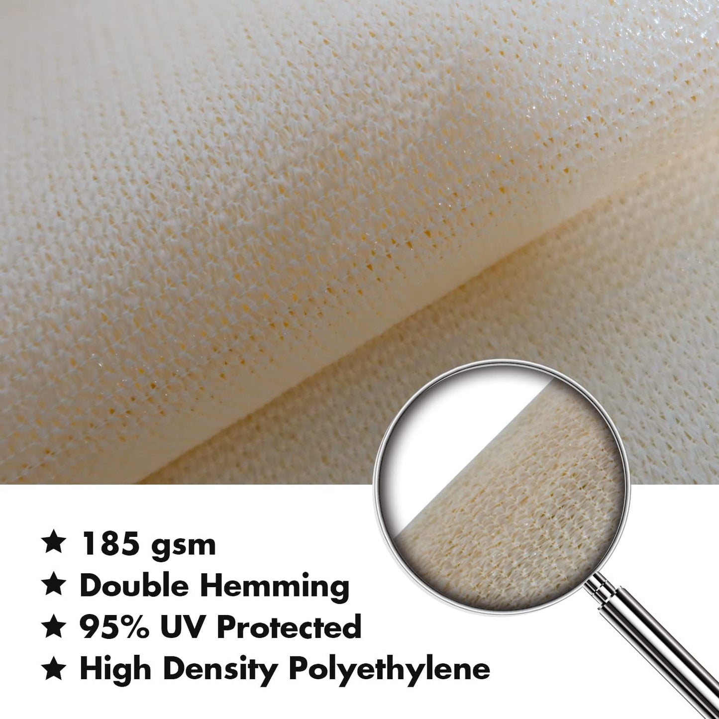 KANAGAWA 9'X15' Cream Custom Size Sun Shade Sail Rectangle UV Block Canopy Cover for Patio Backyard Lawn Garden Outdoor (Customized Available)