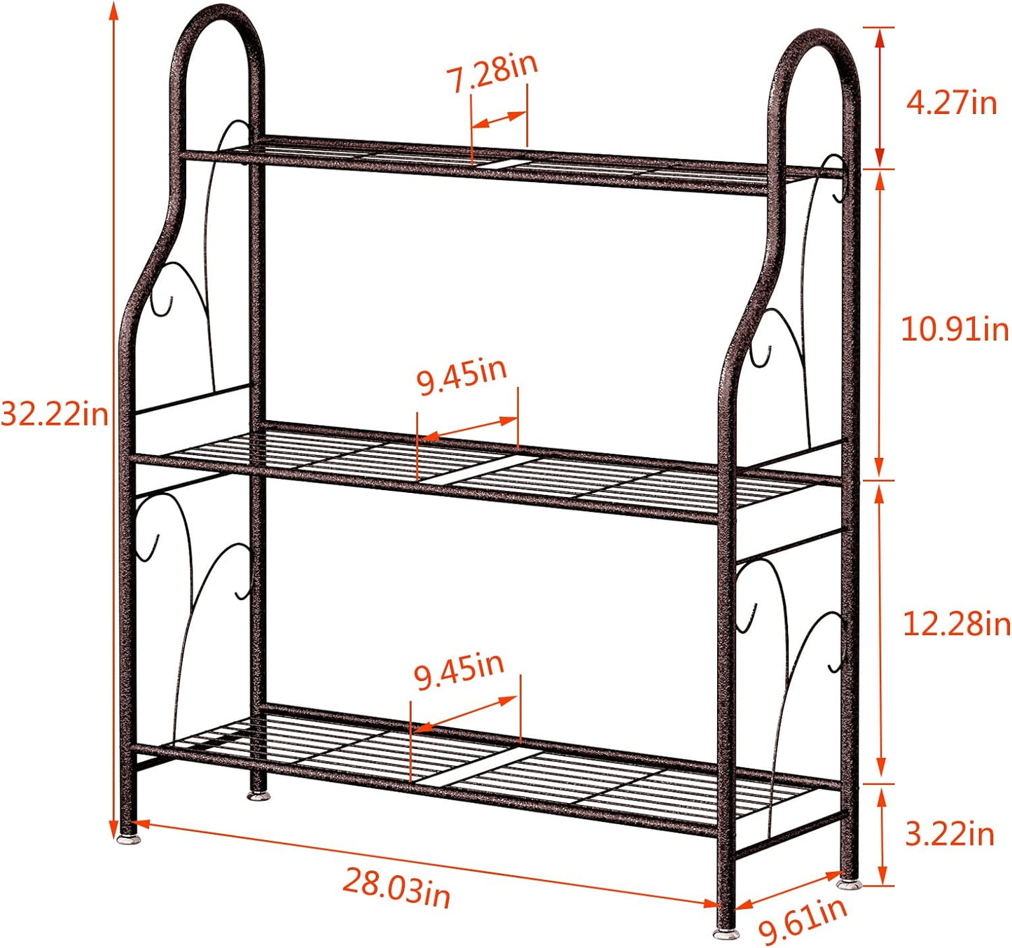 SORCEDAS Plant Stand Indoor Outdoor Plant Shelf 3 Tier Metal Corner Flower Stand Multiple Holder for Patio Garden Balcony Living Room, Bronze
