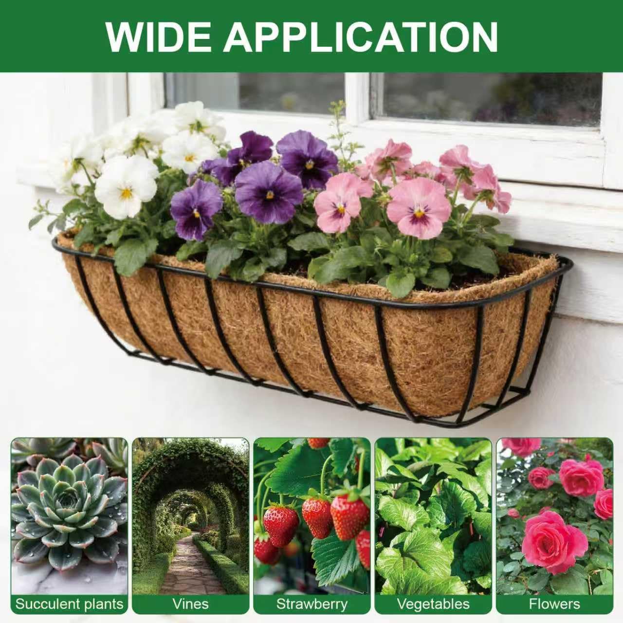 2-Pack 24 Inch Coco Liners for Planters – Trough Coco Liner for Window Box, Fence Flower Baskets | Coco Liners for Hanging Baskets, Planter Box Liner, 24 Inch Coconut Liners for Planters.