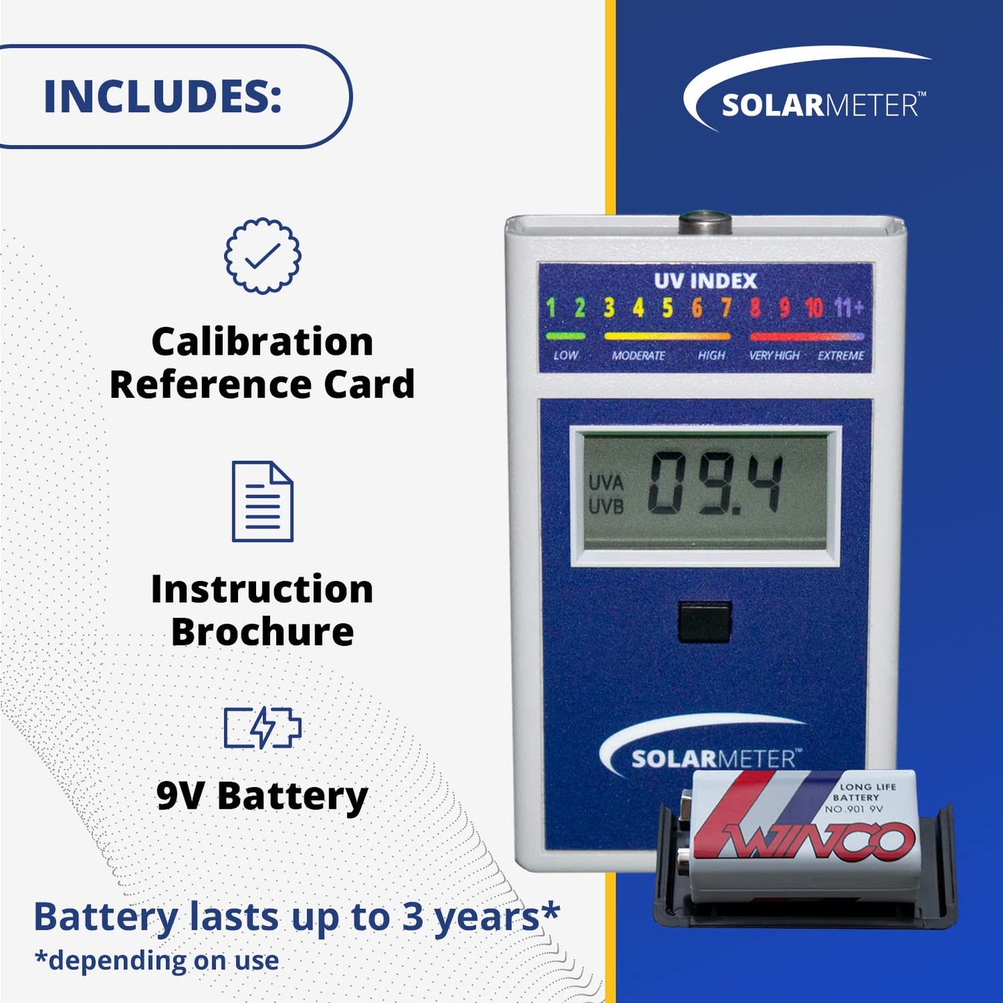 Model 6.5 UV Index Meter, Handheld Digital Radiometer for Measuring Ultraviolet Light, Measures 280-400 nm with Range from 0-199.9 UV Index, Made in USA