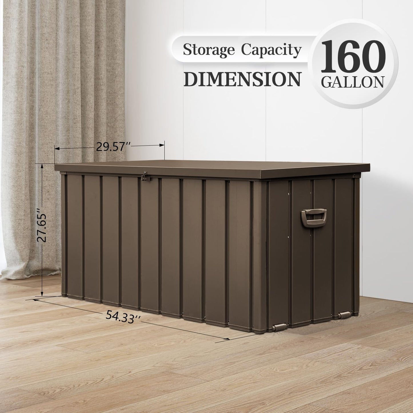 Domi 160-Gallon Outdoor Storage Box – Waterproof, Lockable Storage Cabinet for Patio Furniture, Garden Tools & Pool Supplies – Large Metal Storage for Cushions, Toys & More