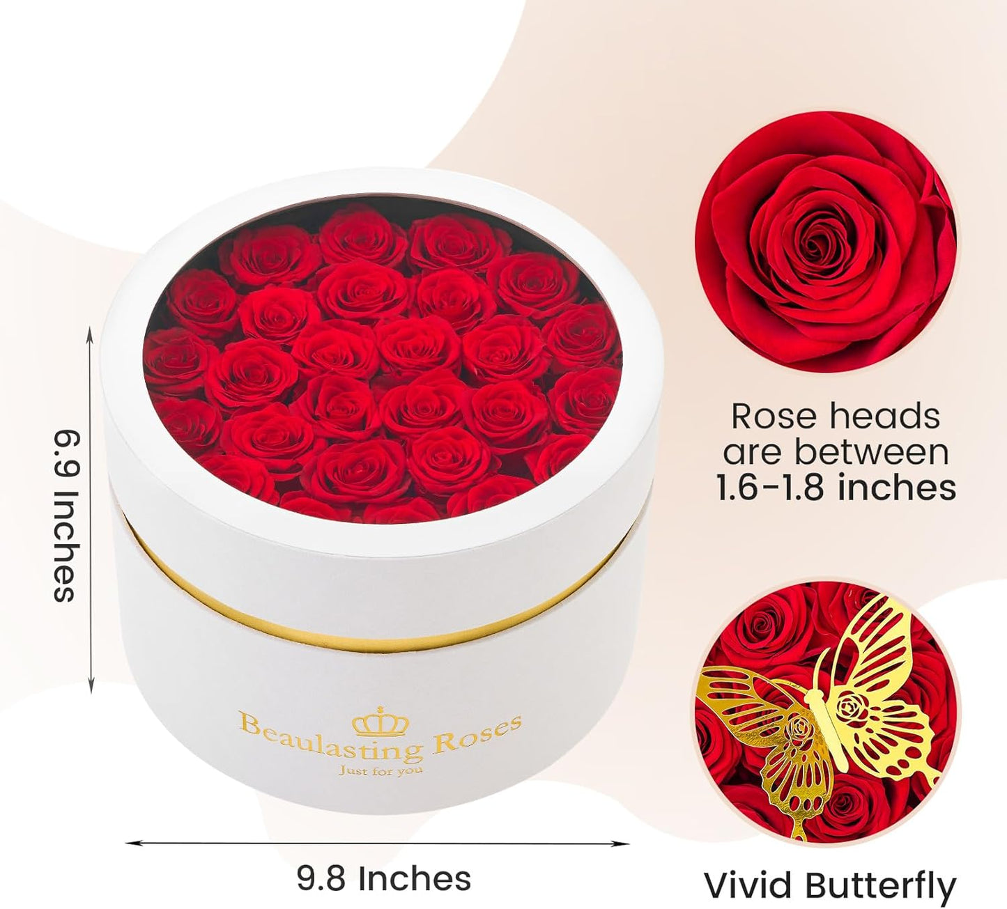 Preserved Roses Forever Flowers Real Roses in a Box Mother's Day Birthday Flowers for Her Mom Women Wife Valentine's Day, Red, 27 Piece