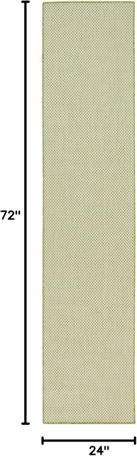 Nourison Home Courtyard Ivory Green 2' x 6' Area Rug Easy Clean, Non Shedding, Bed Room, Living Room, Dining Room, Kitchen (6' Runner)