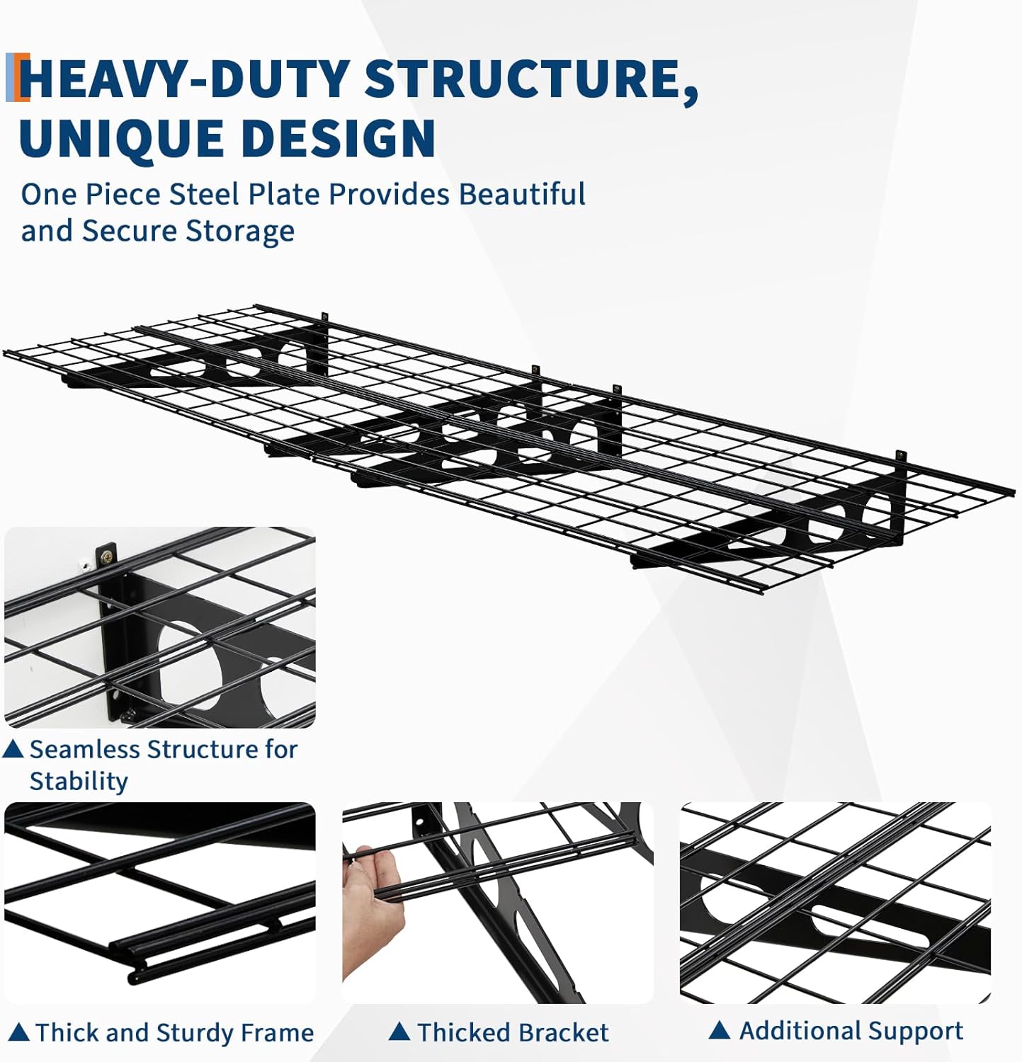 GarveeLife 2 Pack 2x6 ft Garage Storage Shelving Wall Mounted, 24 in-By-72 in 1600 LBS Heavy Duty Storage Shelves, Wall Shelve Garage Storage Rack Floating Shelves Organization for Warehouse, Laundry
