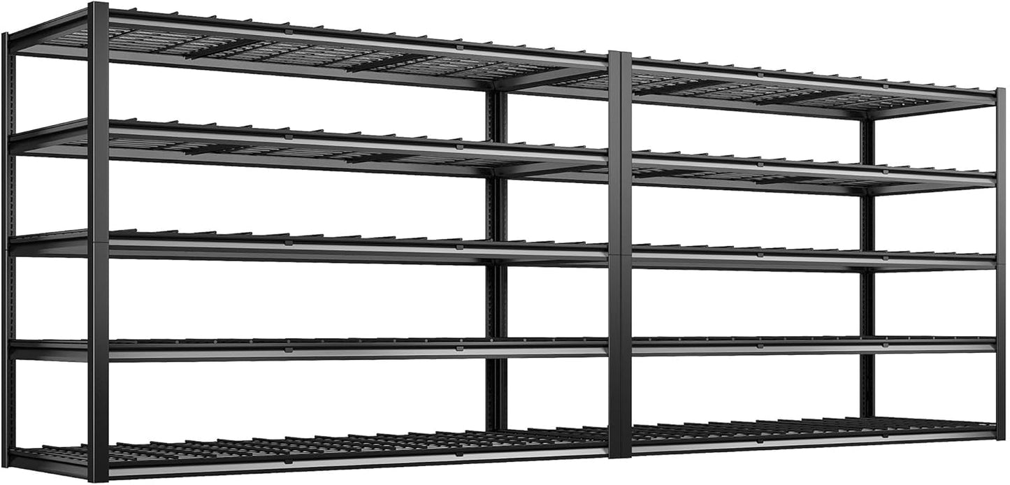 REIBII 60" W Garage Shelving Heavy Duty Metal Shelving 3000LBS Storage Shelves Adjustable Metal Shelves for Storage Industrial Garage Shelves for Warehouse Basement 60" W x 24" D x 72" H 2 Pack