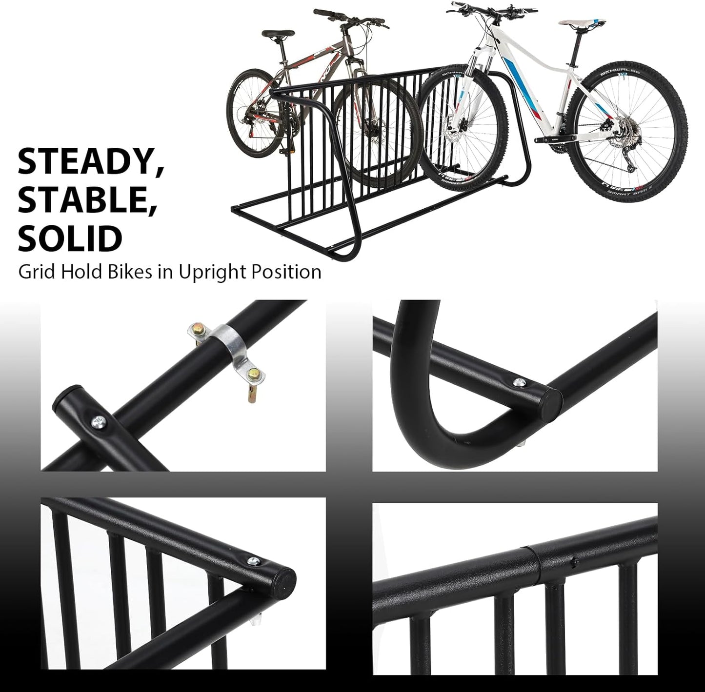 Garvee Commercial Floor Bike Rack Stand, Grid Bike Rack Ground, 10-Bike Capacity Dual Sided Bicycle Storage Stand Floor Parking Stand for Garages, Stores, Schools & Universities Power Coated Steel