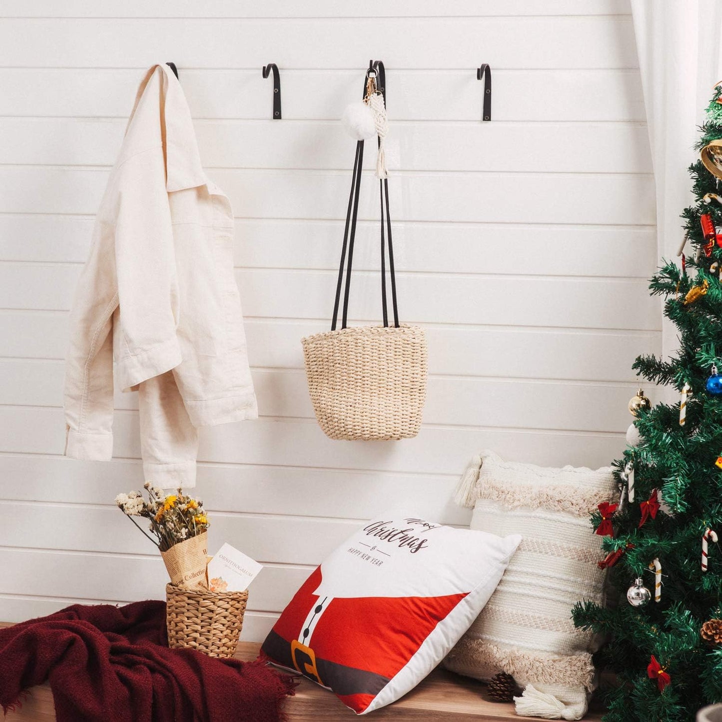 Mkono 6 Pack Iron Wall Hooks for Hanging Plant Lanterns, Plant Hanger Fence Metal Bracket for Bird Feeders, Wind Chimes, Mason Jar Sconces, Light Outdoor Indoor Rustic Home Decor, 3 Inch