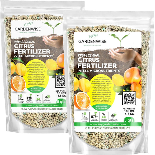 Professional Citrus Fertilizer + Vital Micronutrients; Perfect Balanced NPK for All Citrus; for Indoor and Outdoor Plants; Orange, Lime, Avocado and Lemon Tree Fertilizer (20 QUARTS)