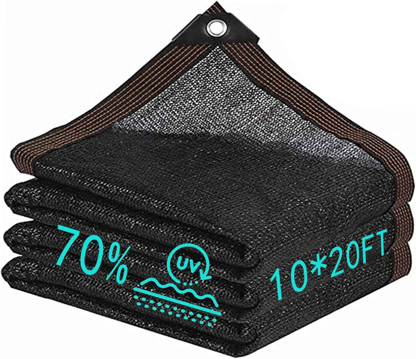 Shade Cloth，70% Garden Sun Shade Cloth Mesh Tarp，10 x 20 FT Black Sun Shade Net, pergola Shade Cover with Grommets，for Outdoor Sun Shade Cover，Plant Cover Patio Canopy ，Greenhouse