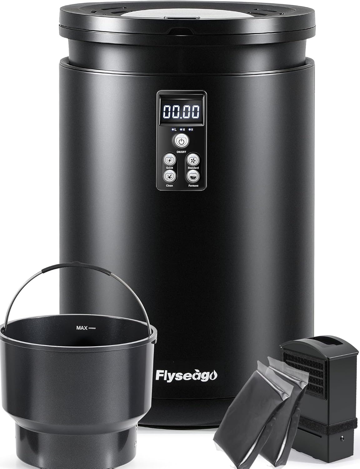 Electric Composter for Kitchen Smart Odorless Countertop Compost Bin Machine Quiet Larger 4.5L Indoor Food Cycler with Auto Cleaning, 3 Modes, 2 Carbon Packs, Turn Food Waste into Fertilizer