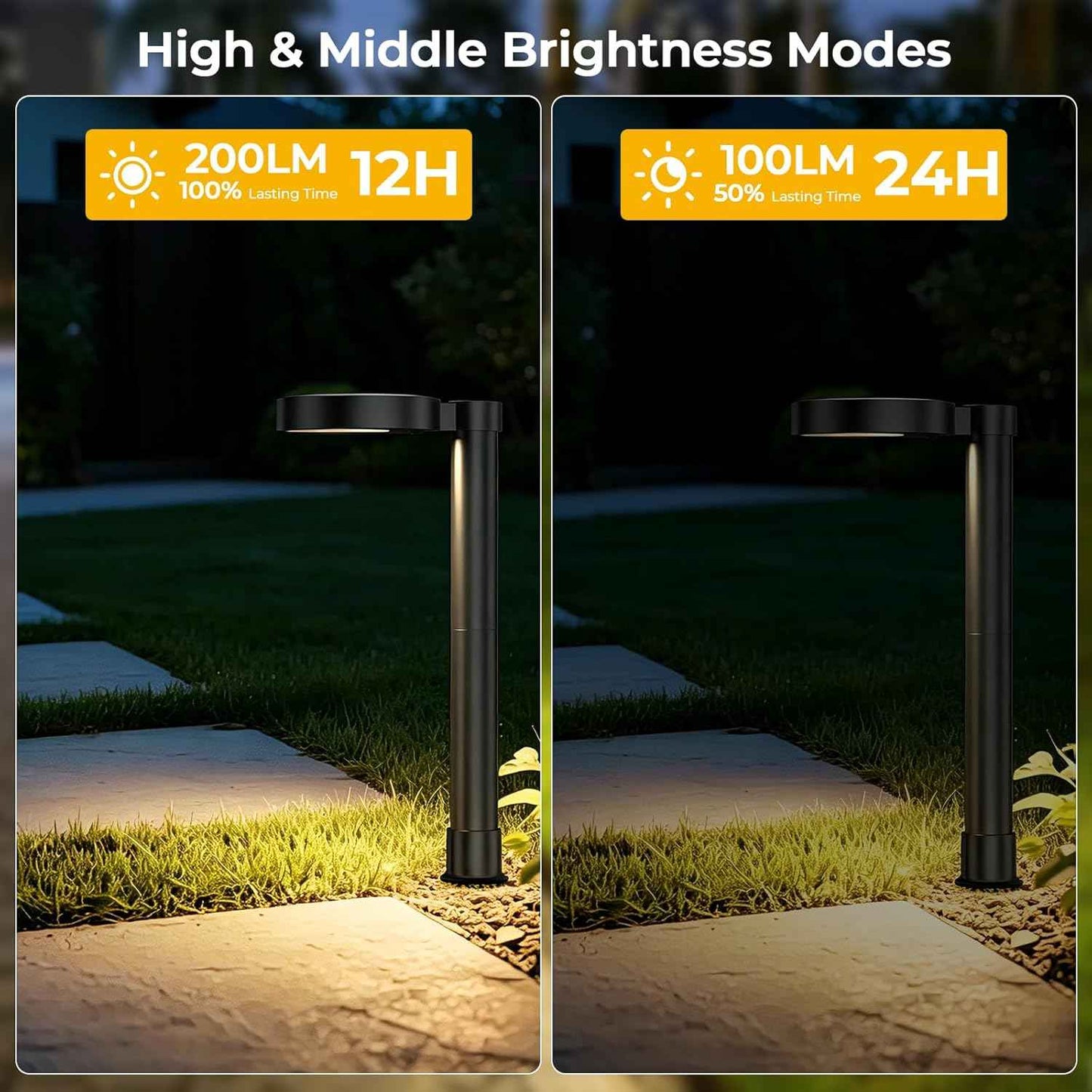 Solar Pathway Lights Outdoor, Solar Walkway Lights with Brightness Adjustable, 2 Color Modes Waterproof Outdoor Solar Light for Garden Yard Driveway Landscape Patio Lawn(4 Pack)