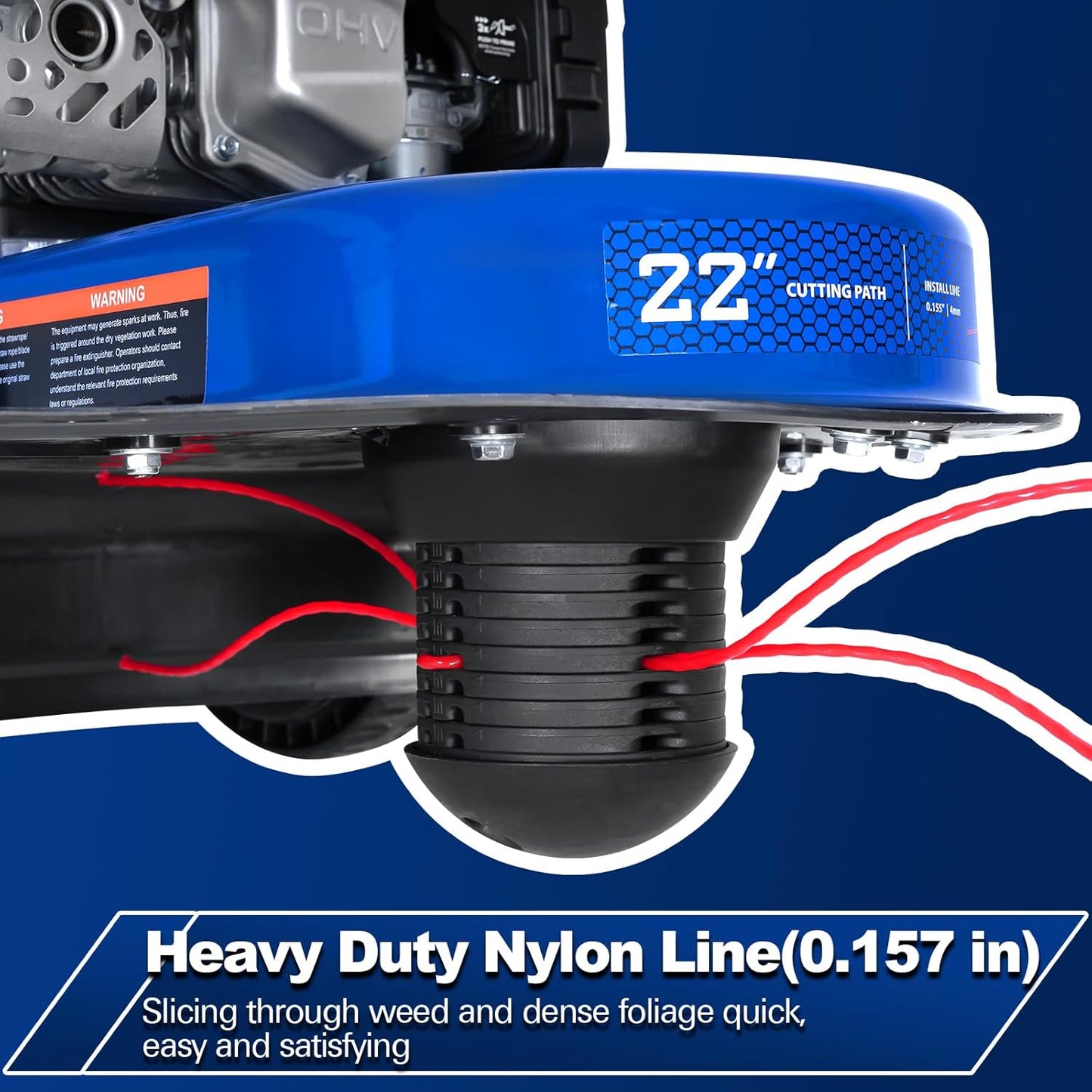 BILT HARD Self-Propelled Walk Behind String Trimmer, 8-Position Cutting Height, 170cc 4-Cycle Gas Brush Hog Mower, 22'' Cutting Diameter, 10'' Flat Free Wheels, Brush Cutter for Lawn, Yard