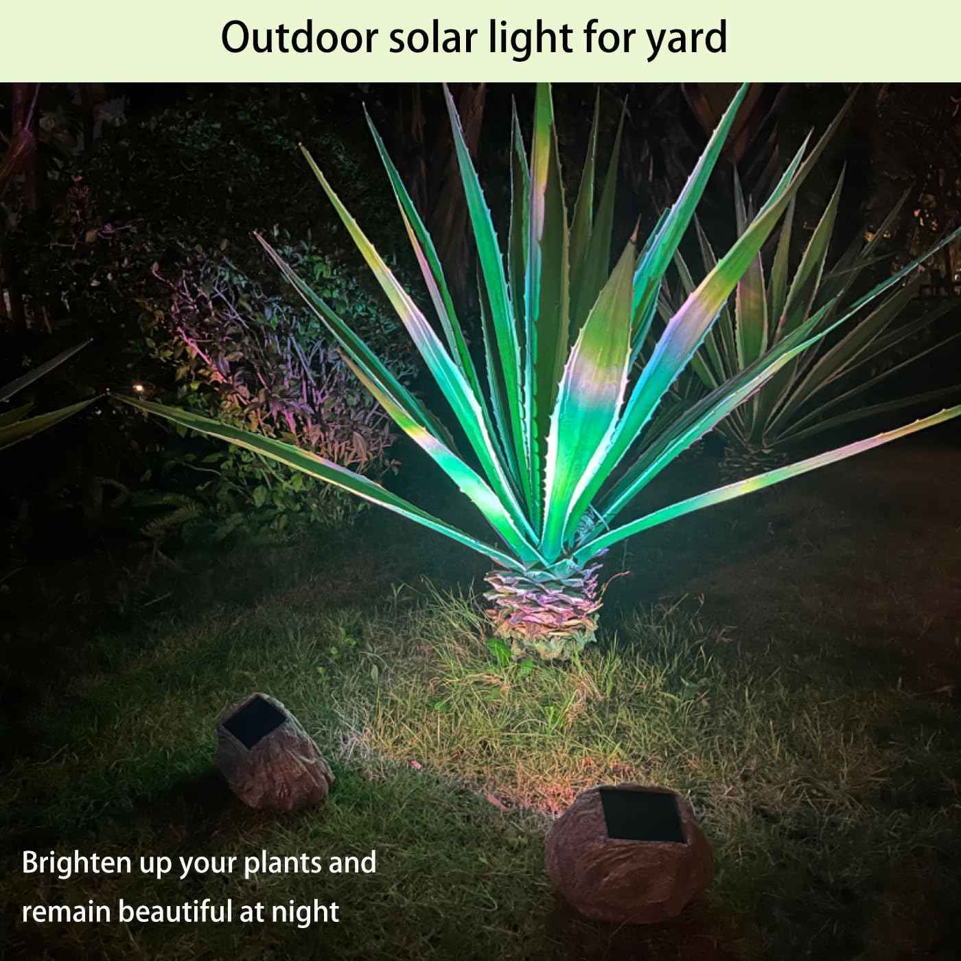 Solar Rock Lights Outdoor Waterproof, 4 Pack LED Colored Garden Rock Solar Light, Stone Statue Bright Solar Spot Light for Path, Yard, Patio, Lawn, Porch, Yard Decor.