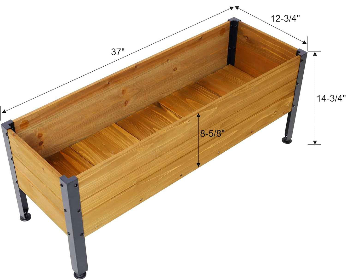 Wood Rectangular Garden Planter Box Raised Bed Outdoor, Elevated Planter for Herbs Vegetables Flowers, Sturdy Wooden Raised Garden