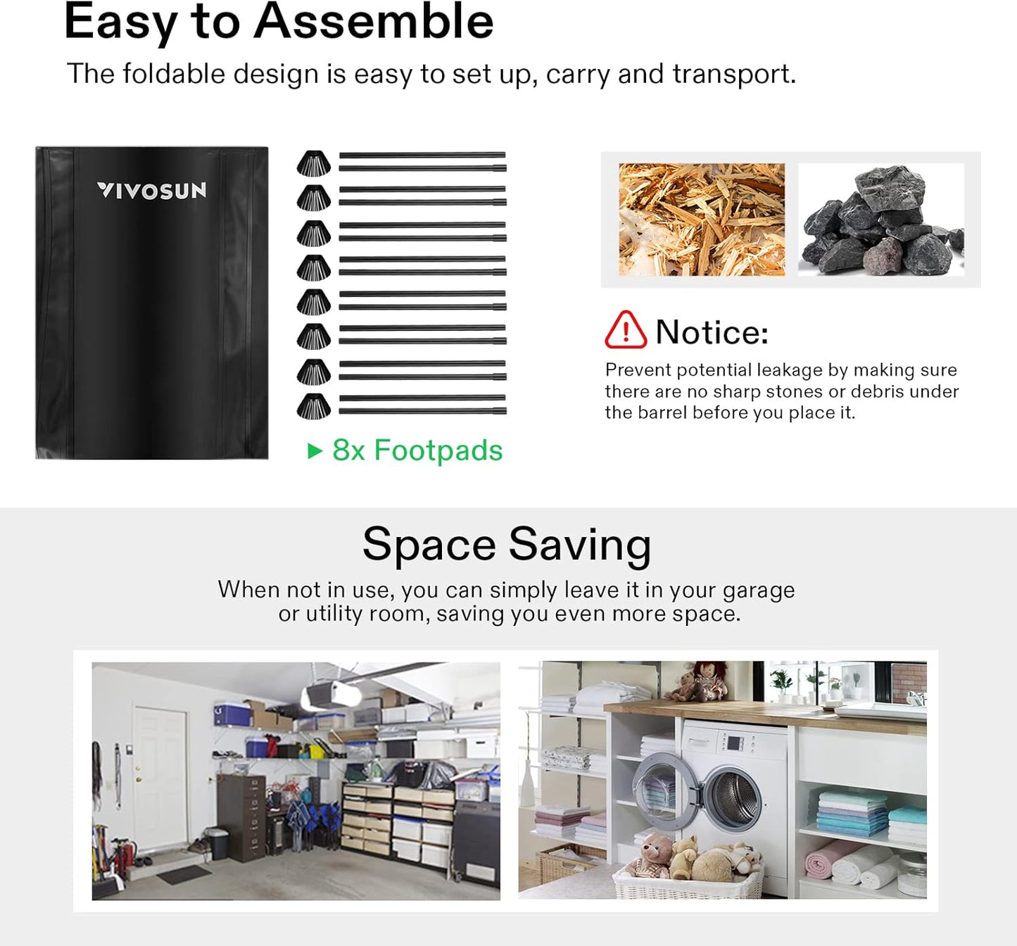 VIVOSUN Collapsible Rain Barrel, 132 Gallon Water Storage Tank with 1000D Oxford Cloth, Portable Rain Collection System Includes Two Spigots and Overflow Kit, Black