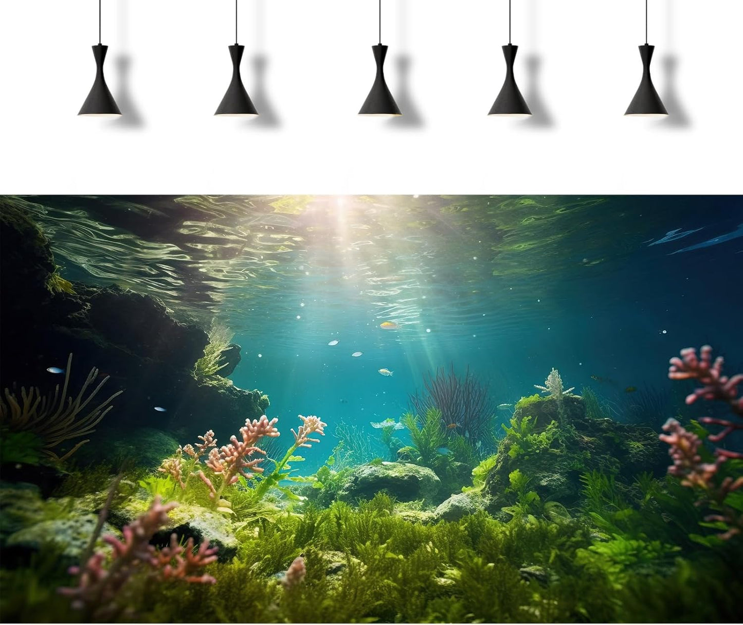 Ocean Floor Fish Tank Background Under The Sea Aquarium Background Underwater Aquatic Plants Sunray Terrarium Backgrounds Deep Sea Rock Tropical Aquarium Fish Tank Backgrounds Decors 24x12in