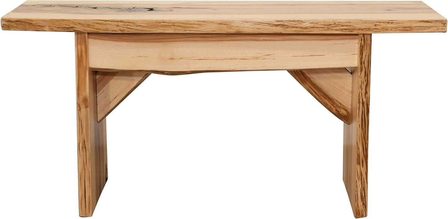 Rustic Red Door Co. Live Edge Wooden Bench - Solid Wood Dining Bench Furniture - Natural Edge Wooden Slab Bench (3' Long, Hickory Wood with Clear Coat)