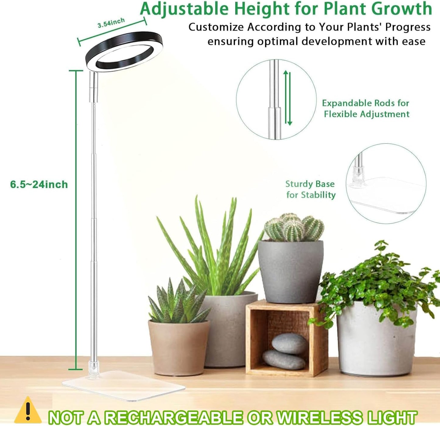 yadoker Plant Grow Light, LED Growing Light Full Spectrum for Indoor Plants,Height Adjustable, Automatic Timer, 5V Low Safe Voltage,Idea for Small Plant Ligh Sunflower Yellow YD-9YELLOW-8-1P