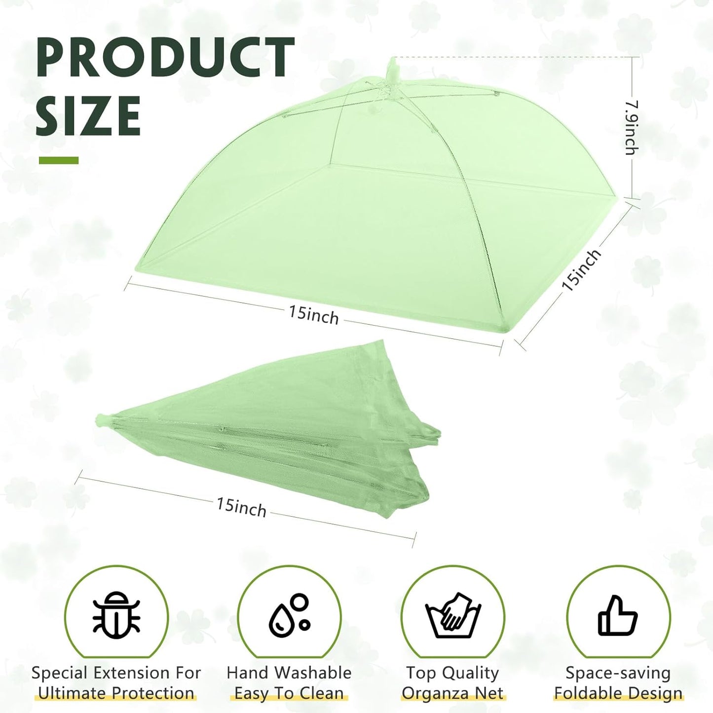Sawysine 4 Pack Mesh Plant Cover Reusable Screen Cloche Dome Plant Protector Tent Collapsible Umbrella for Outdoor Garden Greenhouse Vegetable Flowers Strawberry from Animals(15 x 15 Inch,Green)
