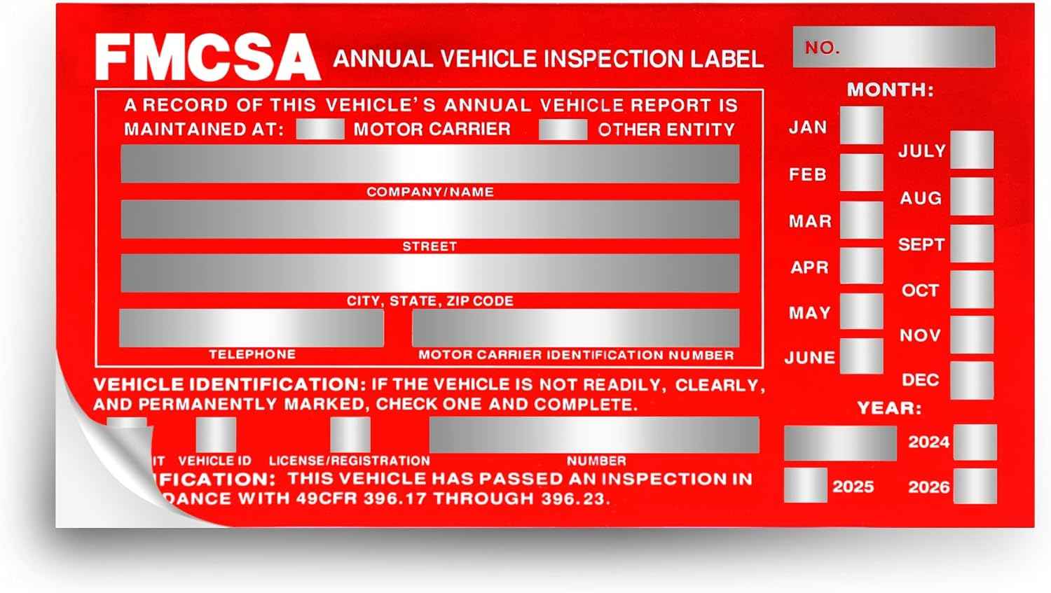 25Pack Inspection Forms and Stickers，Annual Vehicle Inspection Report，Annual Inspection Sticker，3-Ply Carbonless Form，Permanent Aluminum Adhesive Decals