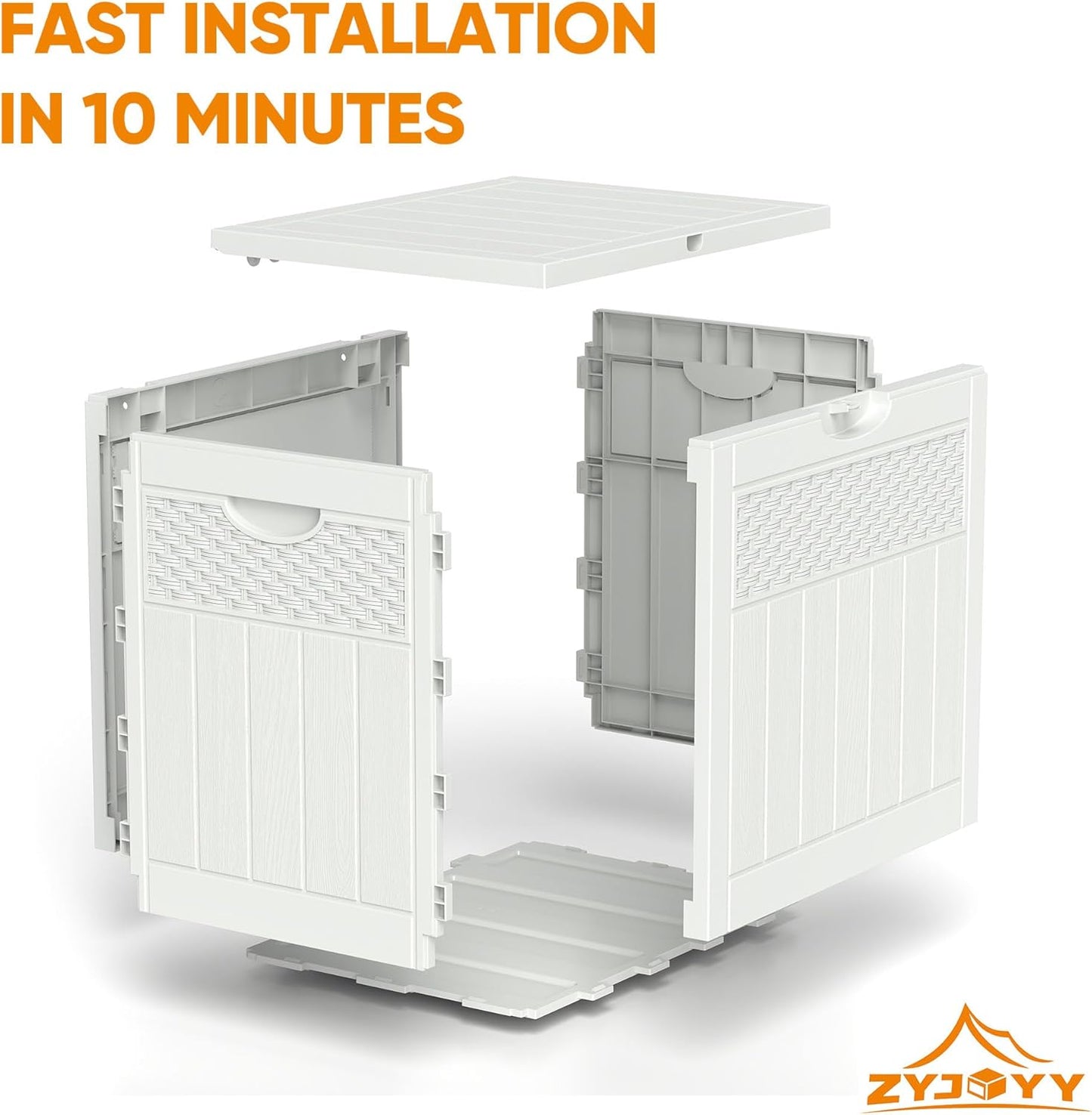 33 Gallon Resin Deck Box, Weatherproof Outdoor Storage Box for Patio, Garden and Yard, Lockable Waterproof Bin for Tools, Cushions, and Accessories, White