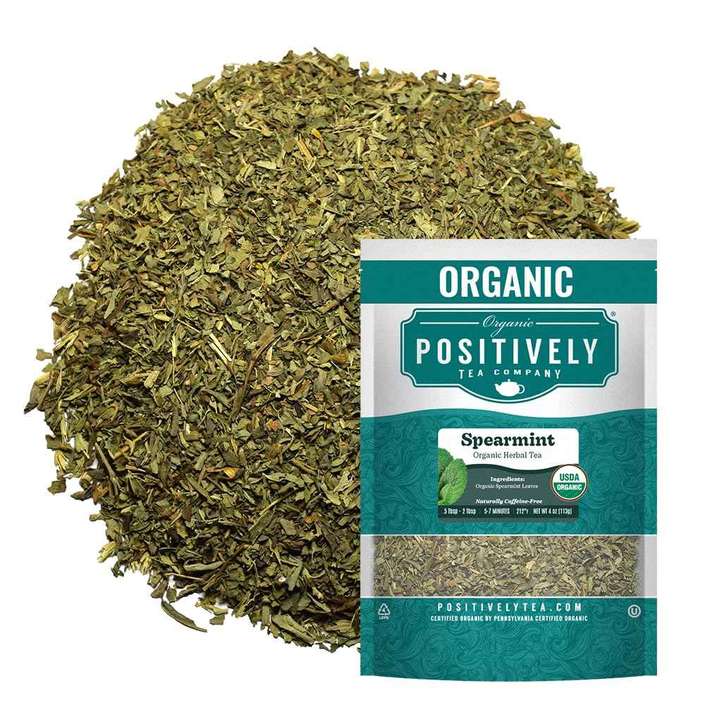 Organic Positively Tea Company, Spearmint Leaf Herbal Tea, Loose Leaf, 4 Ounce