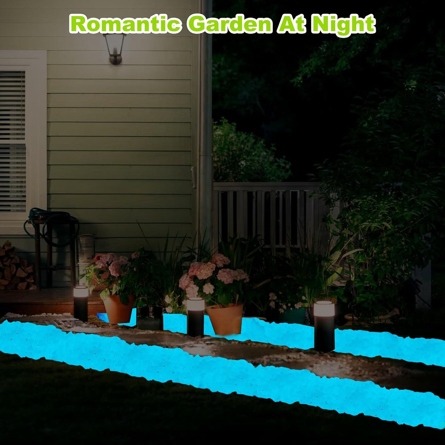 200pc Blue Glow in The Dark Stones Blue Pebbles Glow Fish Tank Rocks Luminous Pebbles for Outdoor Decor Garden Luminous Stone Glow Stones for Yard Walkway Pathway Aquarium,Blue