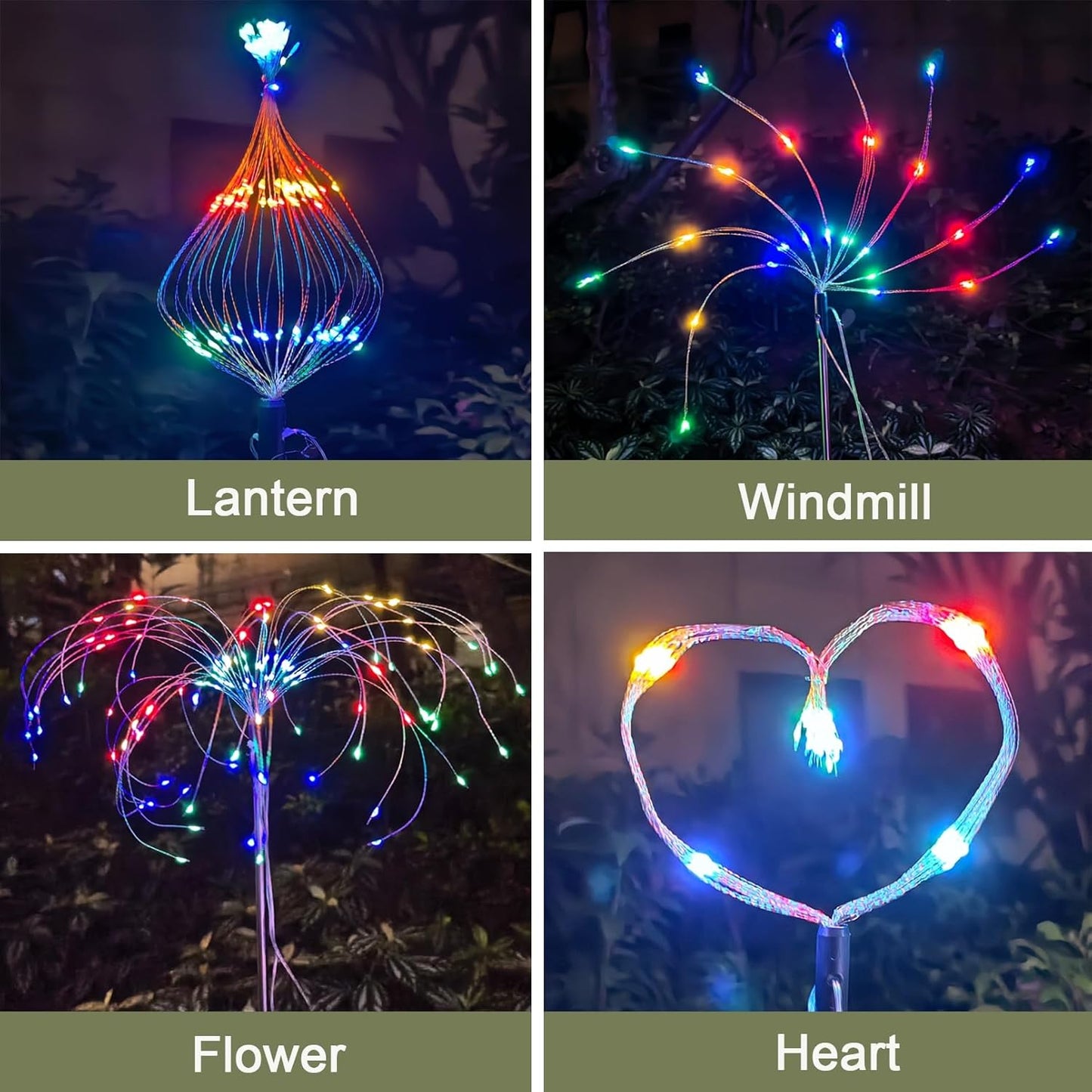 Solar Garden Firework Lights Outdoor, 4 Pack 360 LED 8 Lighting Modes Waterproof Landscape Decorative Sparklers Twinkling Starburst Lights for Yard Pathway Walkway Christmas, Colorful
