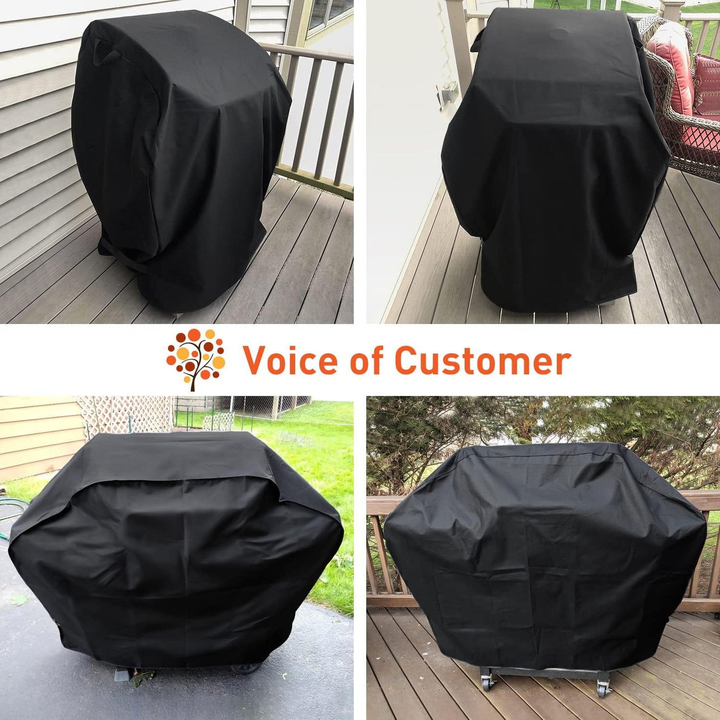 BBQ Grill Cover 50 Inch, Heavy Duty Waterproof Barbecue Cover for Outdoor Grills up to 48 Inch Width, Suitable for Weber, Char Broil, Nexgrill Grills, etc, All Weather Protection, Black
