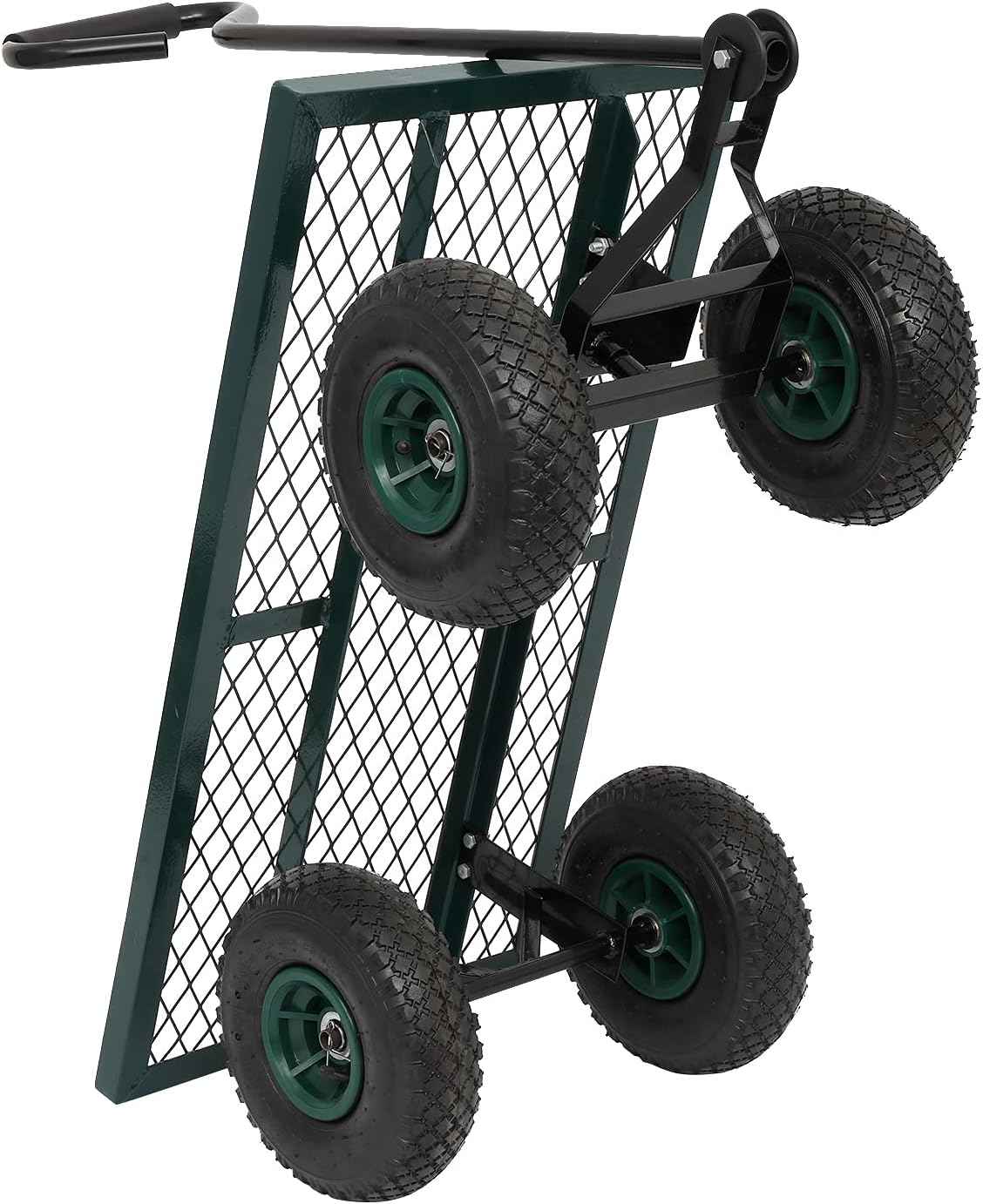 Outvita Metal Deck Garden Cart with 10” Air Tires, Heavy Duty Wagon Cart for Farm, Yard and Cargo (Green)