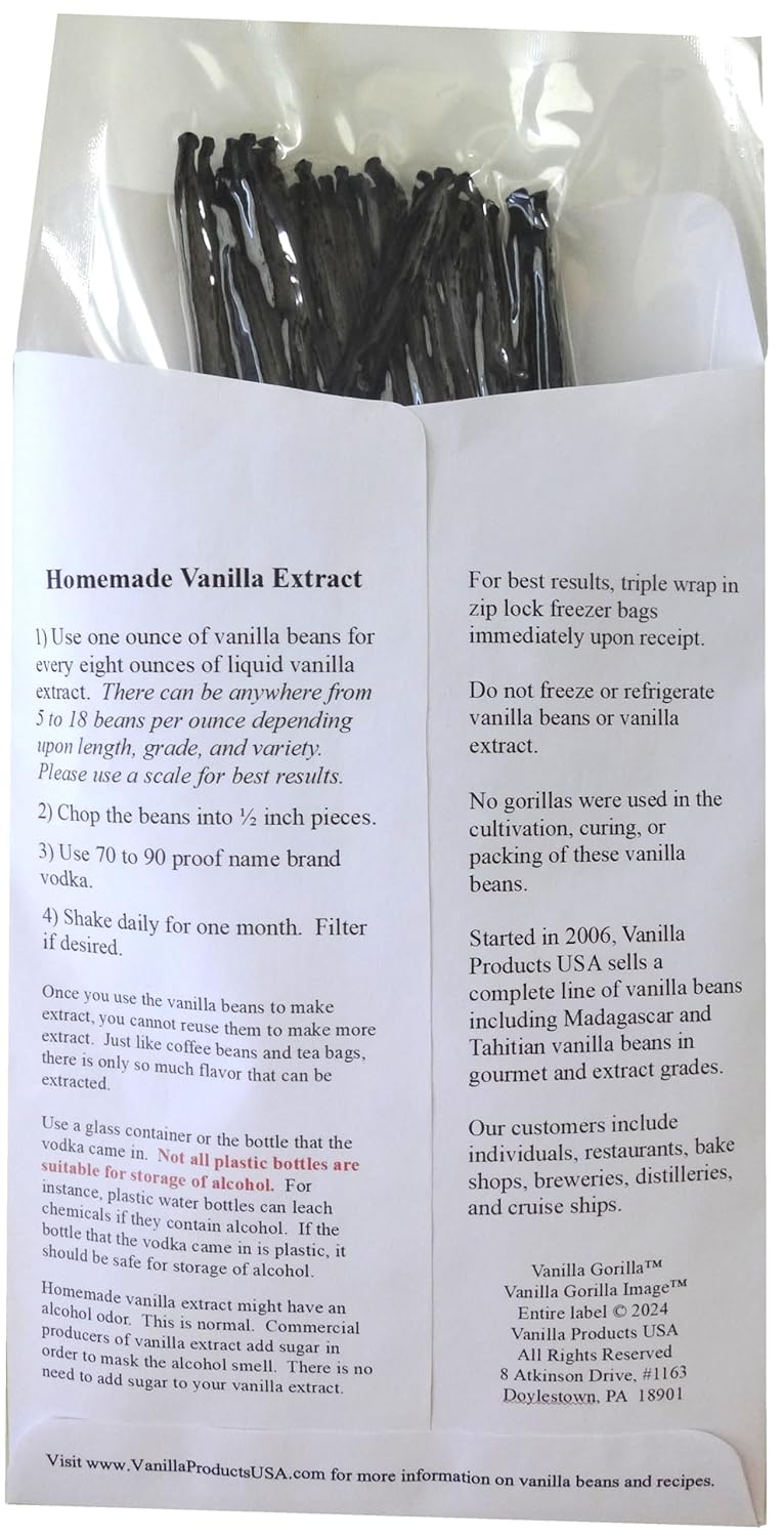 25 Tahitian Extract Grade B Natural Vanilla Beans by Vanilla Products USA