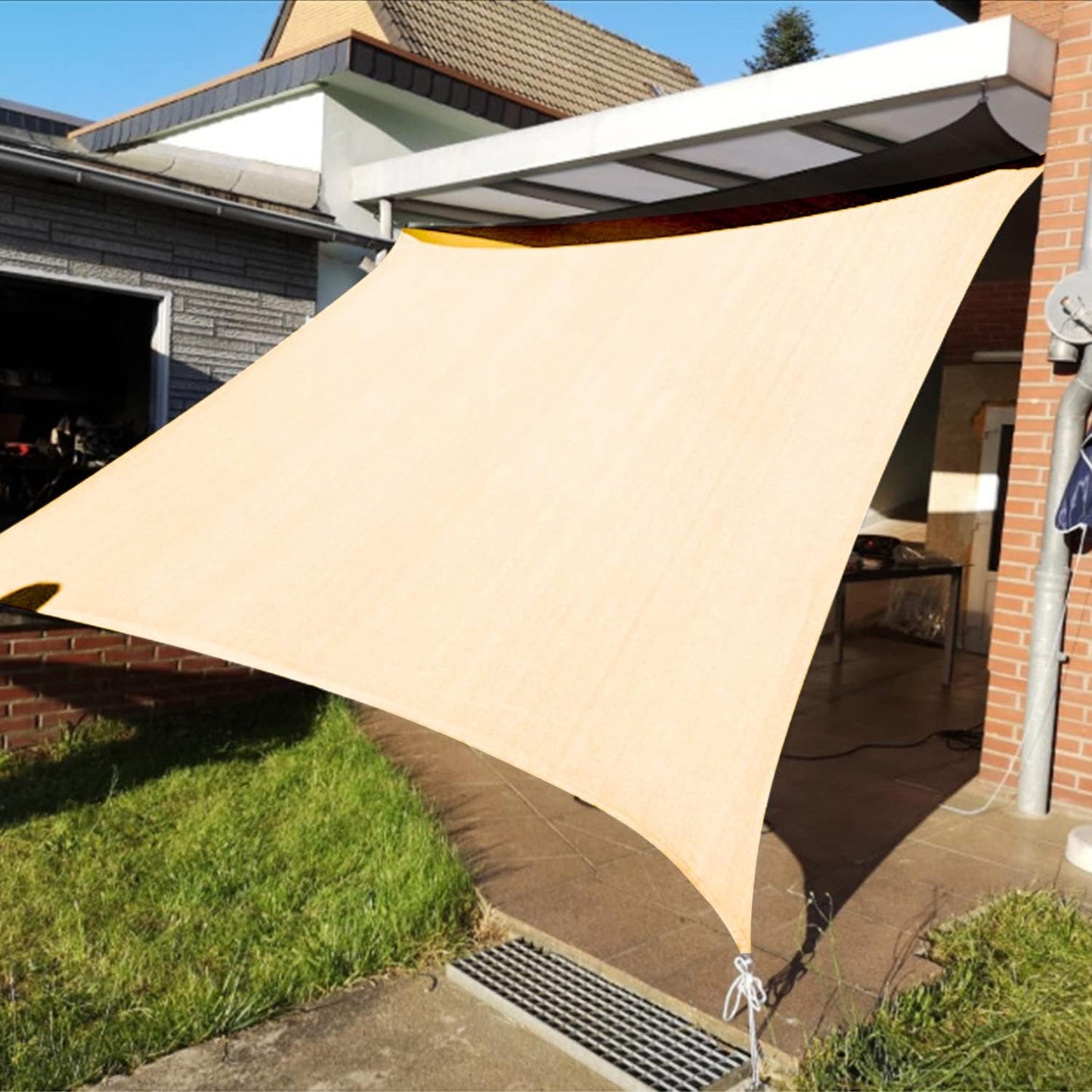 KANAGAWA 8'X12' Cream Custom Size Sun Shade Sail Rectangle UV Block Canopy Cover for Patio Backyard Lawn Garden Outdoor (Customized Available)