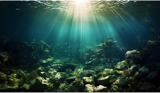 Deep Ocean Aquarium Background Under The Sea Fish Tank Background Underwater World Terrarium Backgrounds Ocean Floor Rock Aquatic Plants Aquarium Backdrop for Fish Tank Backgrounds Decors 72x18in