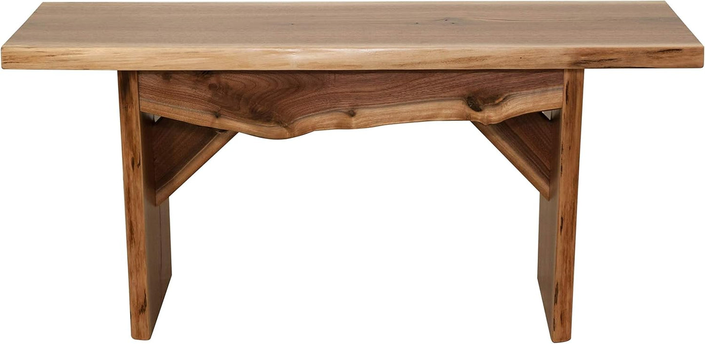 Rustic Red Door Co. Live Edge Wooden Bench - Solid Wood Dining Bench Furniture - Natural Edge Wooden Slab Bench (3' Long, Walnut Wood with Clear Coat)