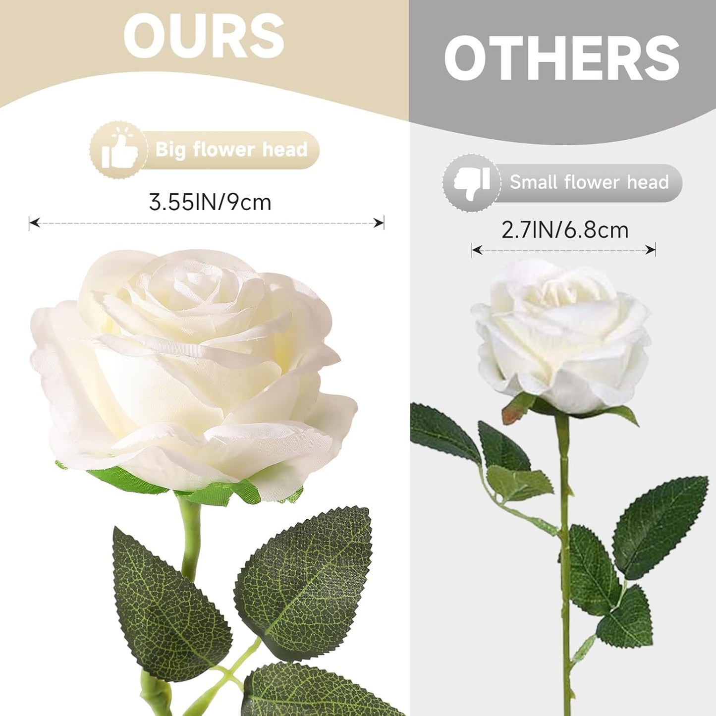 Tifuly White Roses Artificial Flowers -12 pcs Realistic Single Long Stem Fake Silk Roses Bouquet for Party Home Wedding Centerpiece Office DIY Decor（Off White）