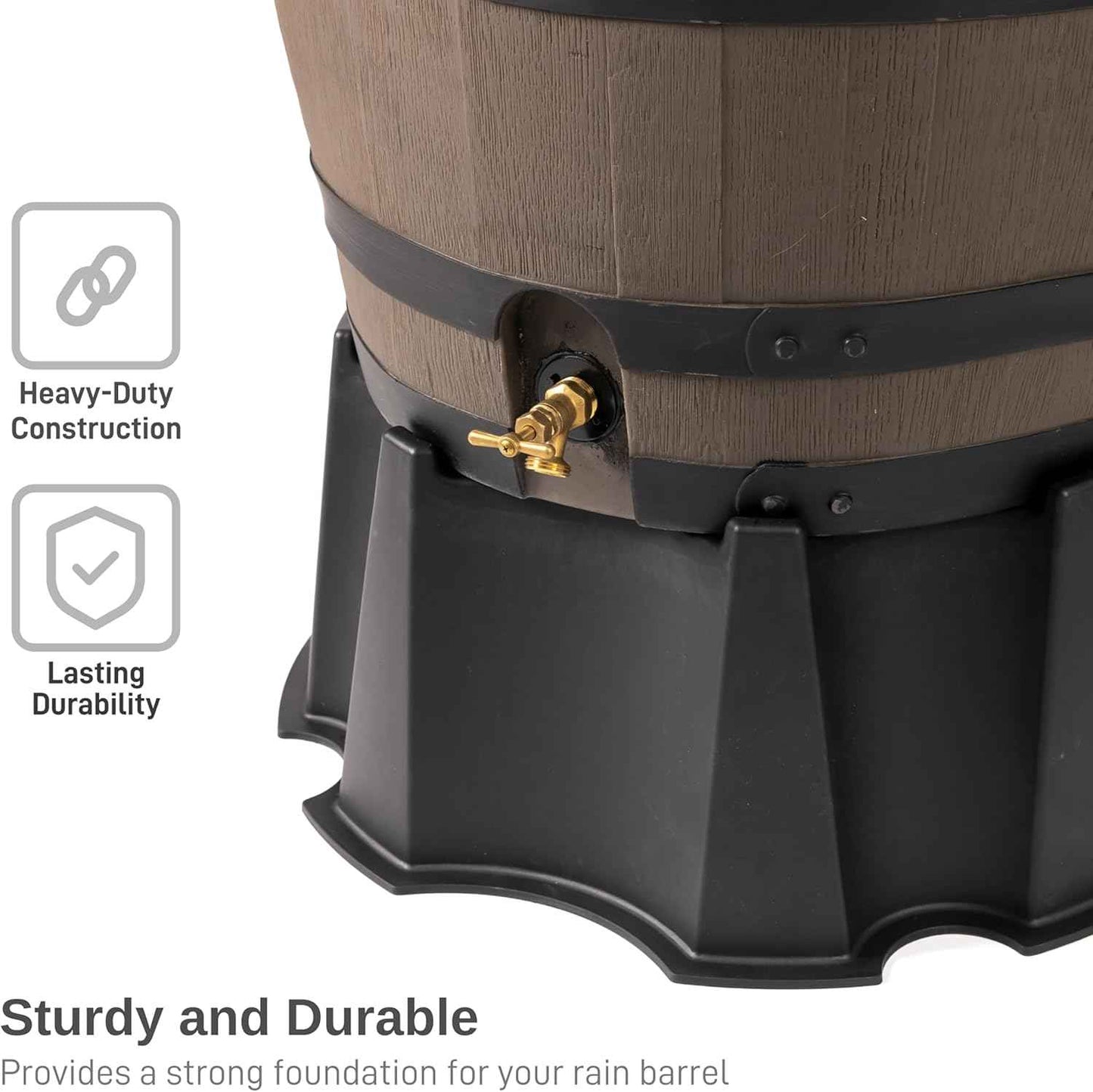 RTS Home Accents 55-Gallon Rain Barrel Stand, Made from 100% Recycled Material, Black