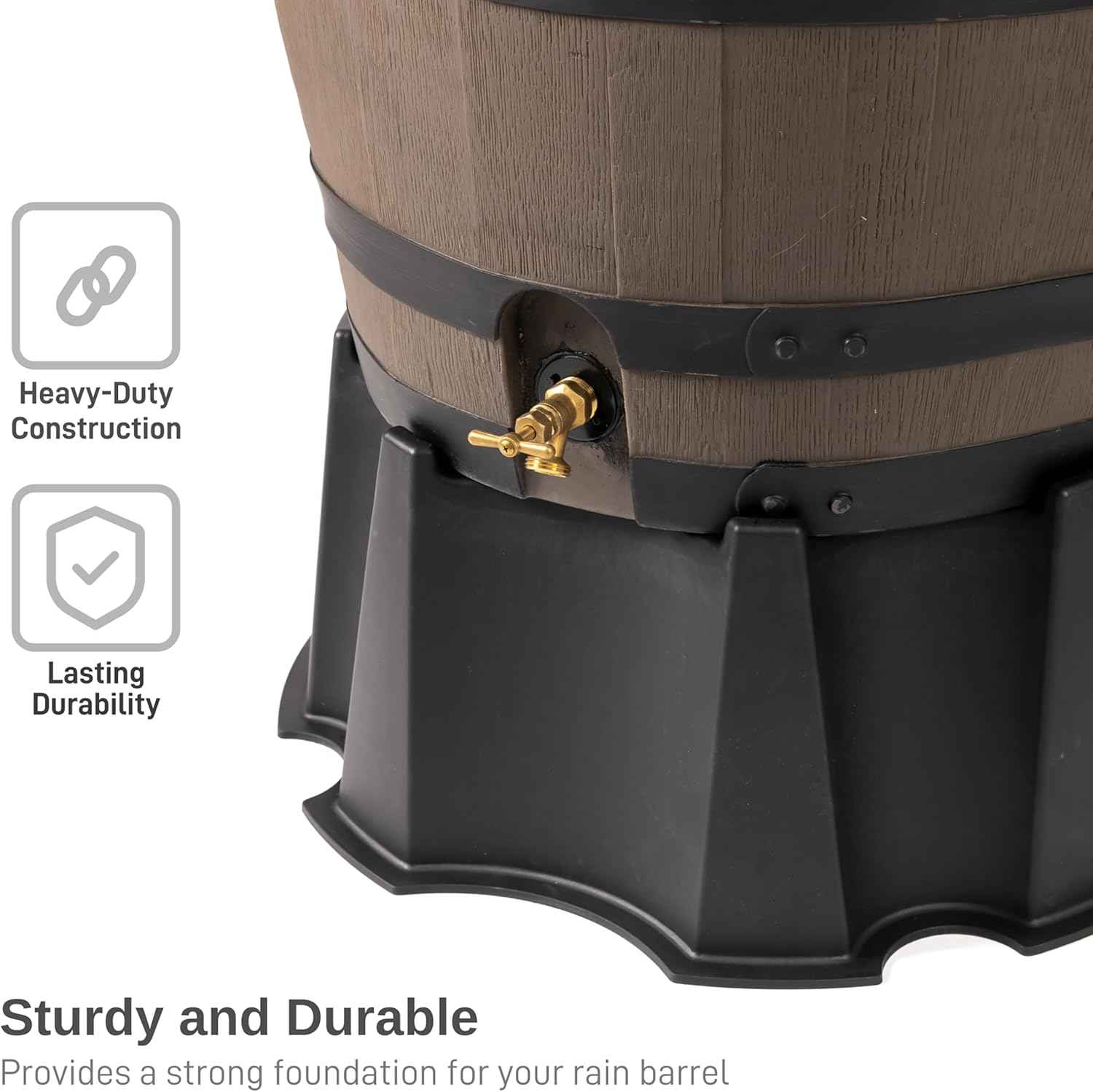 RTS Home Accents 55-Gallon Rain Barrel Stand, Made from 100% Recycled Material, Black