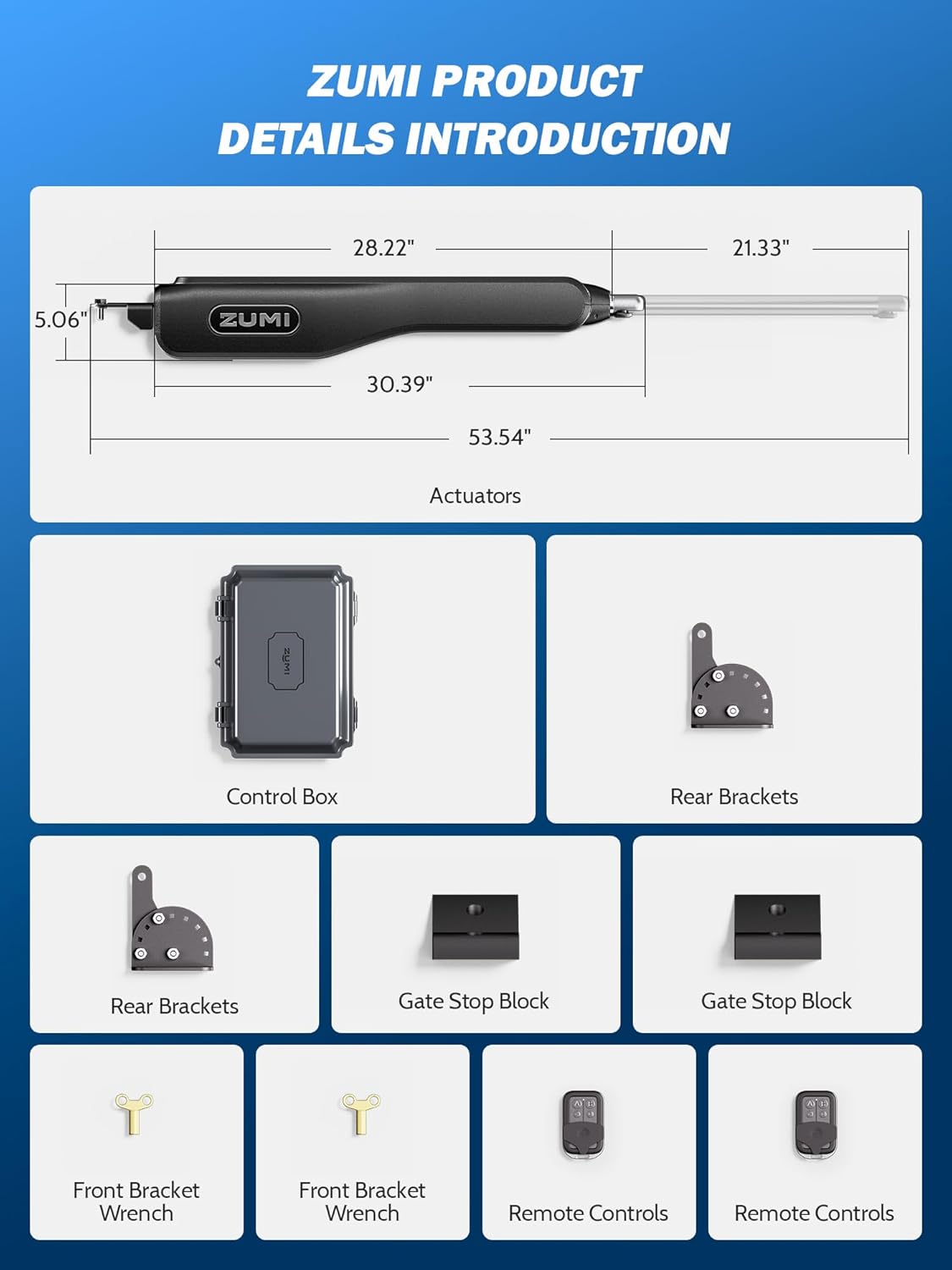 ZUMI Automatic Gate Opener for Dual Swing Gates, App Control Swing Gate Opener for Gates up to 900lb*2 20ft, Electric Swing Gate Opener with Remote Control, Smart Gate Opening System for Home Driveway