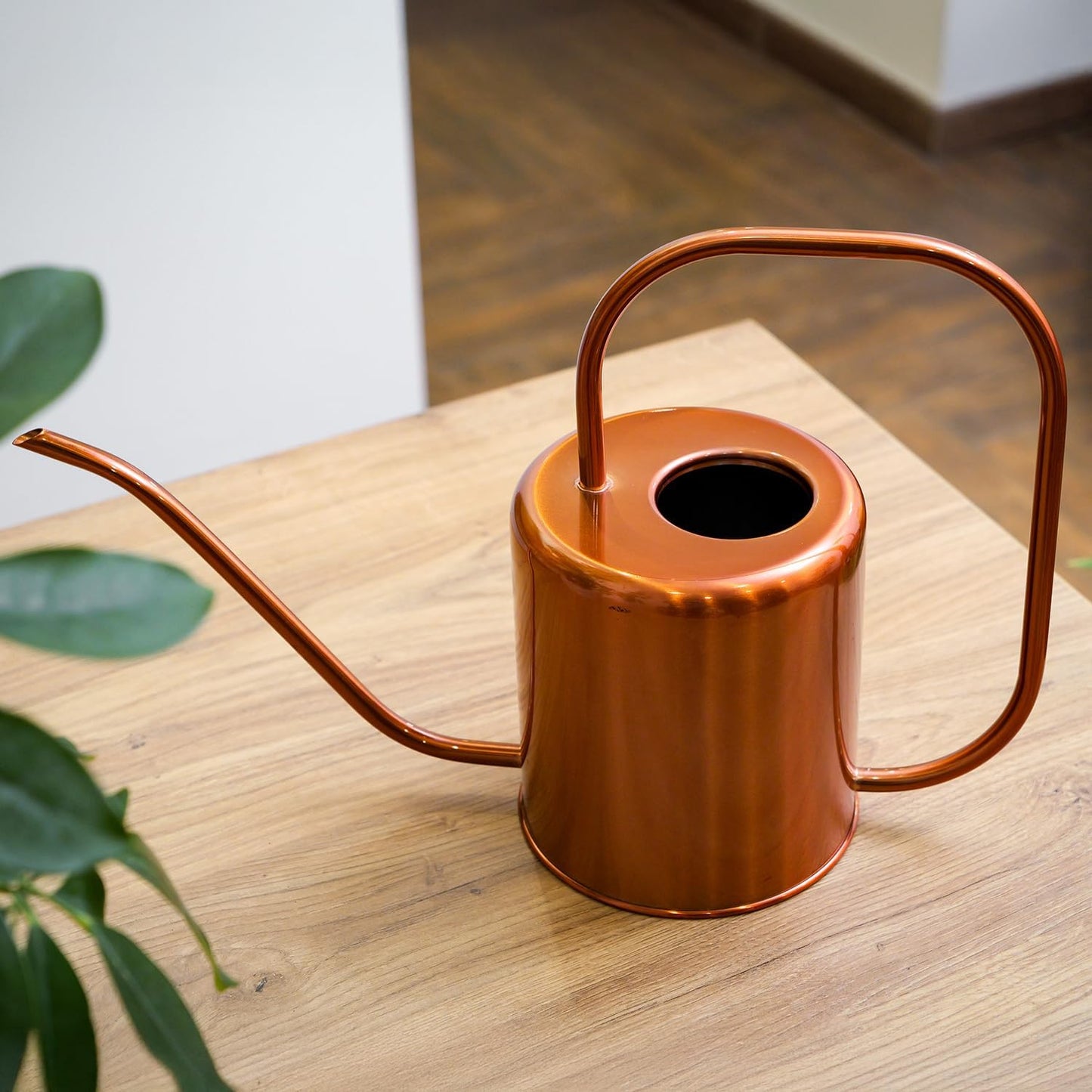 Plexon Rose Gold Metal Watering Can Indoor Plants, 54 oz Stainless Steel Long Spout Watering Can Outdoor House Plant Flower, Garden