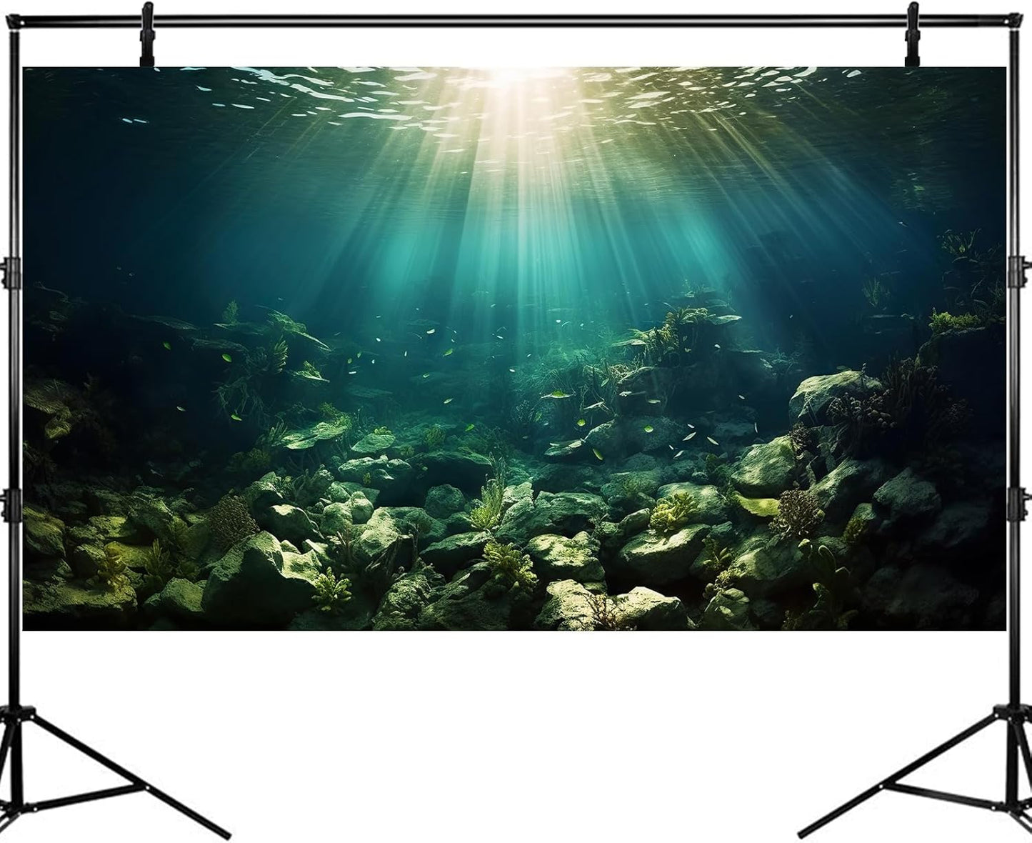 Deep Ocean Aquarium Background Under The Sea Fish Tank Background Underwater World Terrarium Backgrounds Ocean Floor Rock Aquatic Plants Aquarium Backdrop for Fish Tank Backgrounds Decors 24x12in