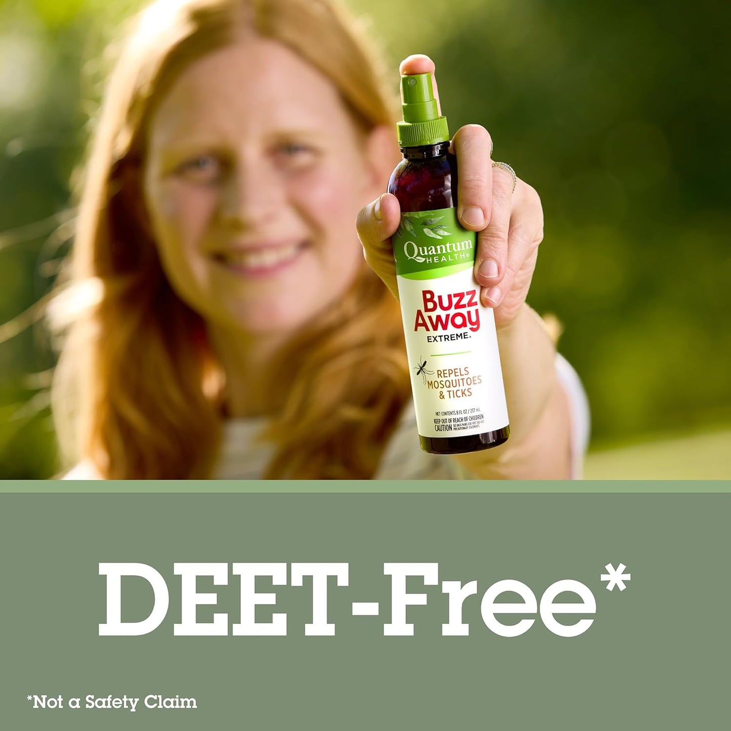 Quantum Health Buzz Away Extreme Tick & Mosquito Repellent DEET Free Peppermint & Citronella Oil Outdoor Bug Spray Powerful Plants Repel Bugs Off Your Skin, Kids Safe Insect Repellent- 8 Ounce