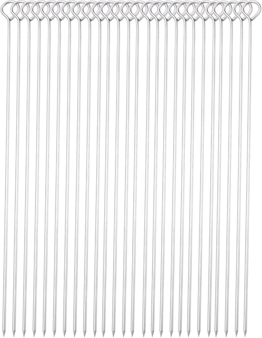 12 Inch Long Metal BBQ Kabob, Stainless Steel Skewers Shish Kebab Skewers 30 Pack (12Inch BBQ Skewers-30p)