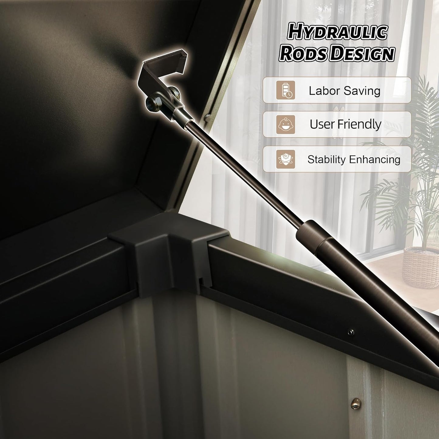 150 Gallon Large Outdoor Storage Box Metal, Waterproof Deck Box for Patio Cushion, Outside Storage Cabinet Rust/UV Resistant, Lockable Garden Tool Storage Bin for Porch Package Delivery, Brown