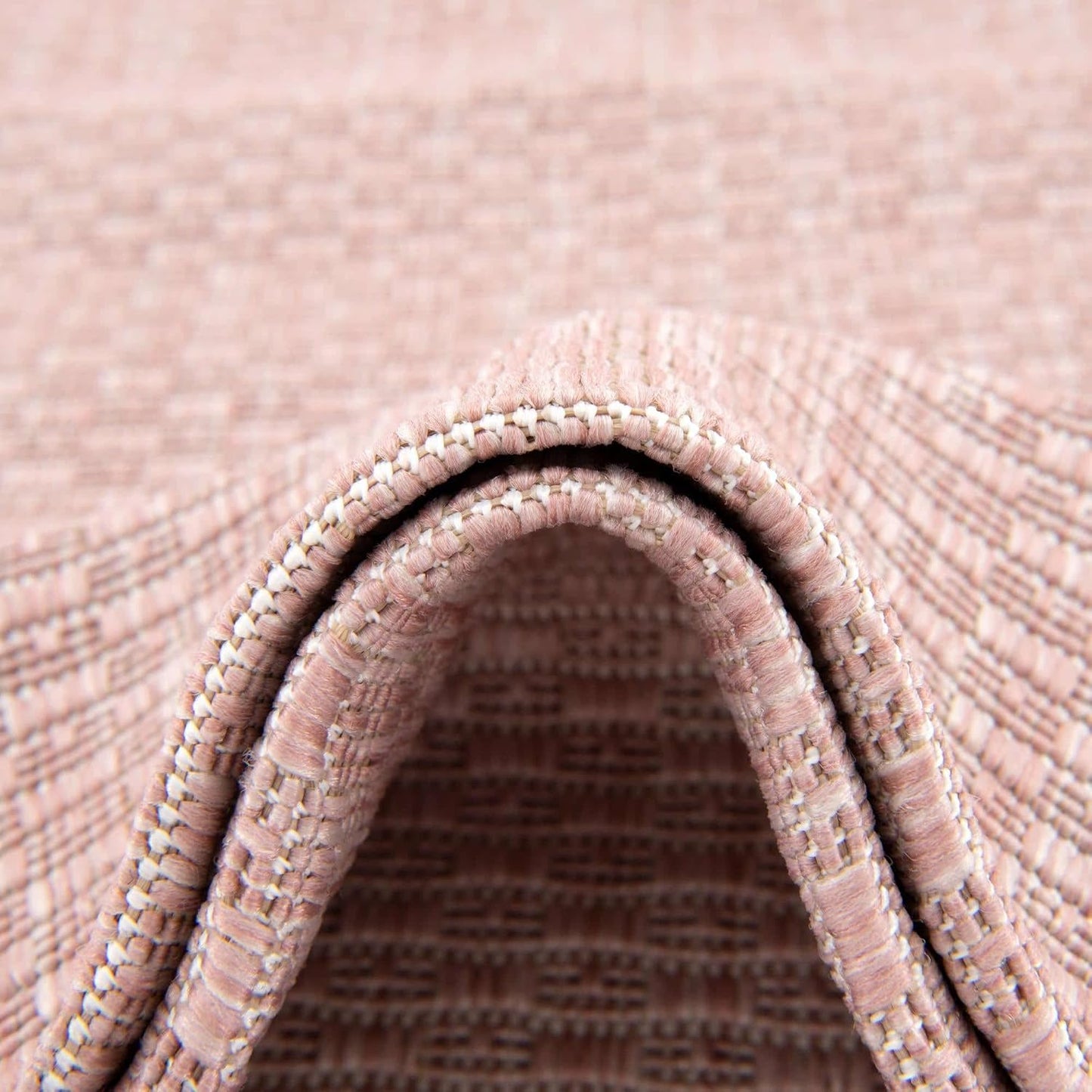 Unique Loom Collection Casual Transitional Solid Heathered Indoor/Outdoor Flatweave Area Rug (7' 10" Square, Whisper Pink/Ivory)